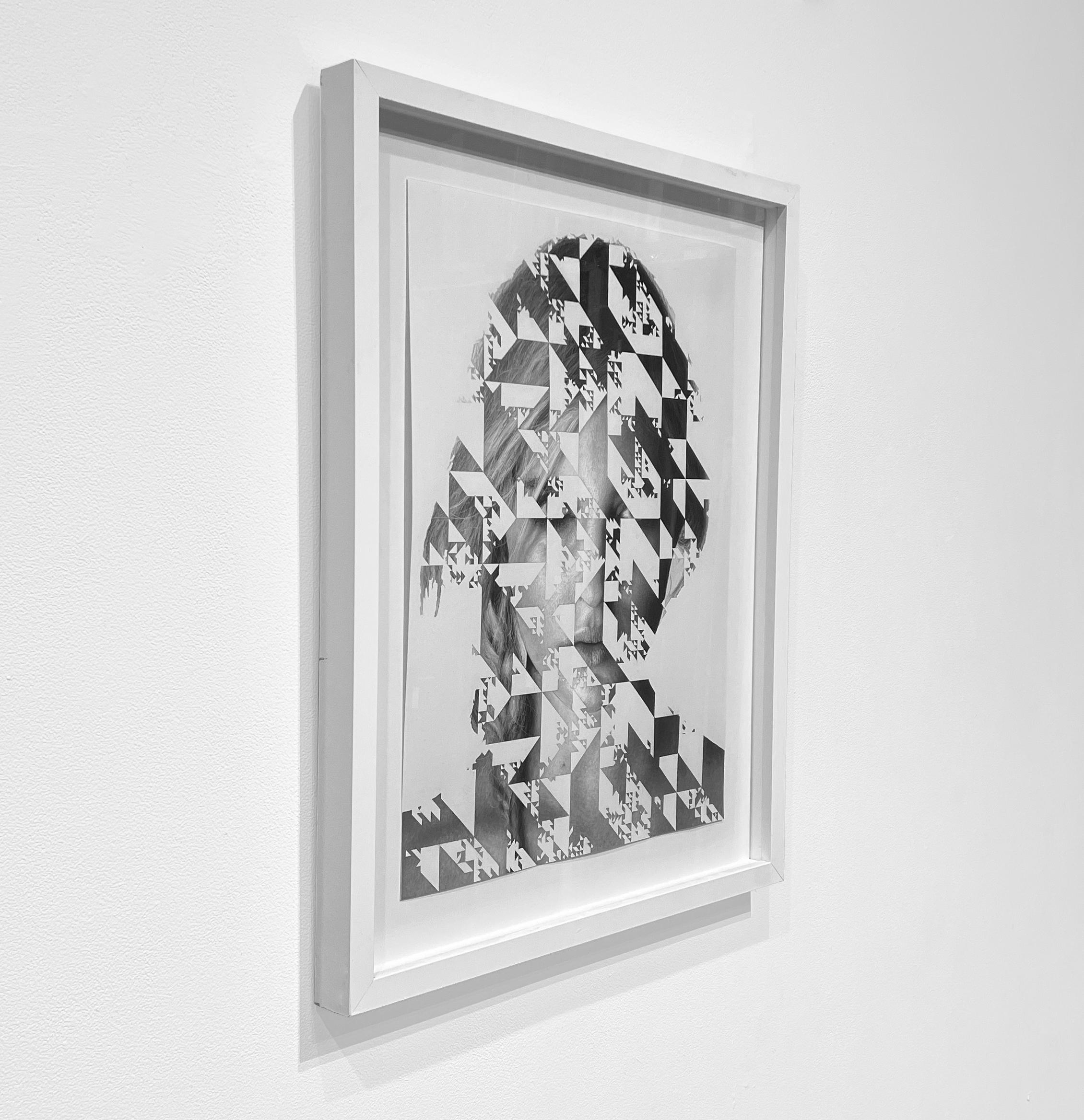 UNTITLED (FAB V) - portrait / overlaid designs /black and white / greyscale - Contemporary Mixed Media Art by Ryan Bradley