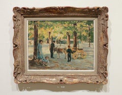 PARK SCENE by Marie Stobbe, American Impressionist, Central Park, NYC