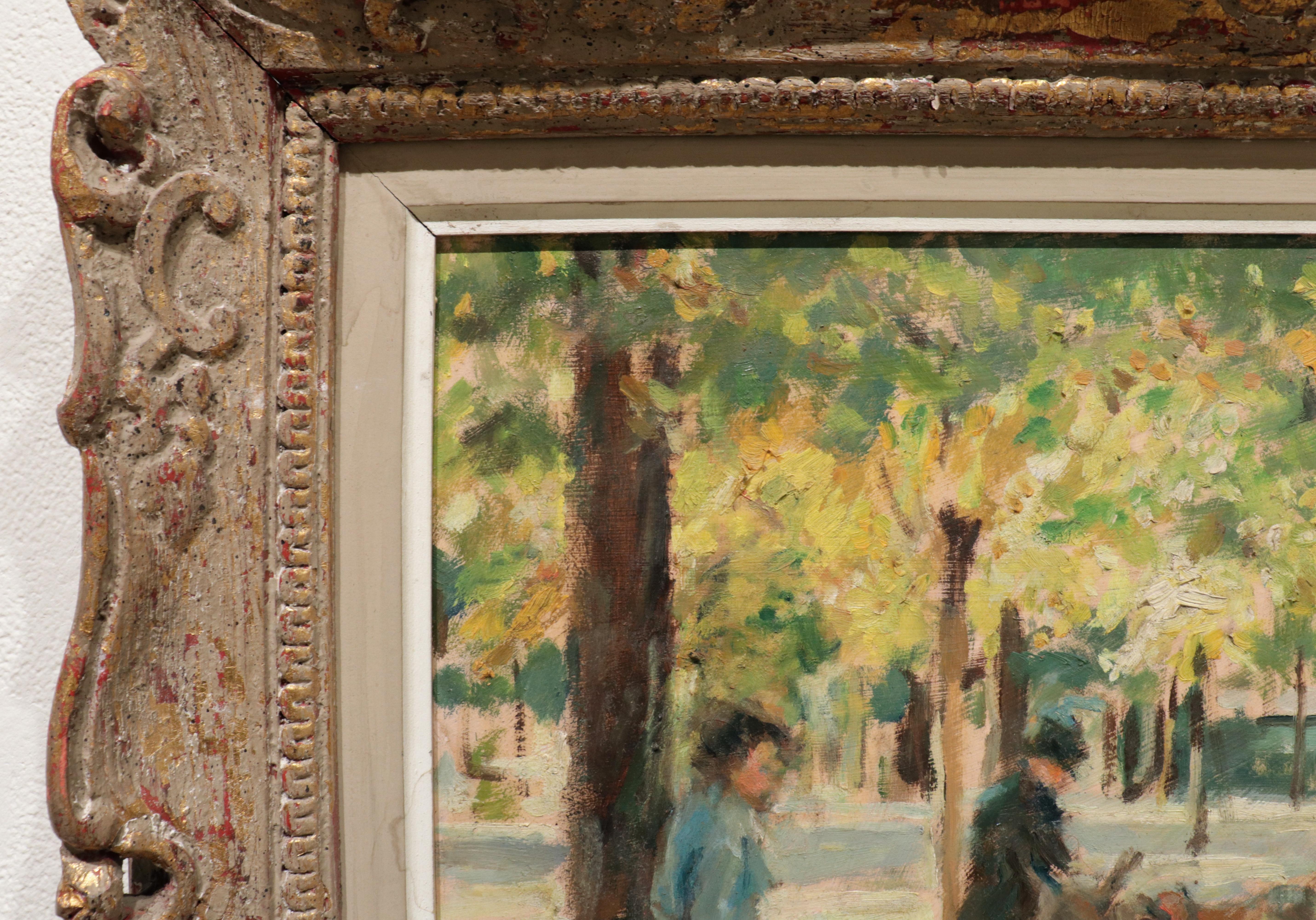 PARK SCENE by Marie Stobbe, American Impressionist, Central Park, NYC 1