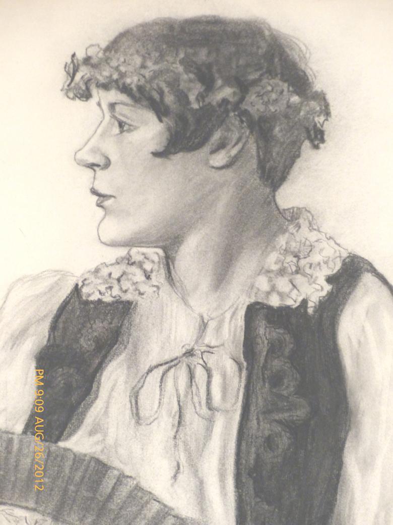 Sin título - 12 Dibujos a carboncillo que representan a varias personas vestidas de la época - Art de Viola O'Connor