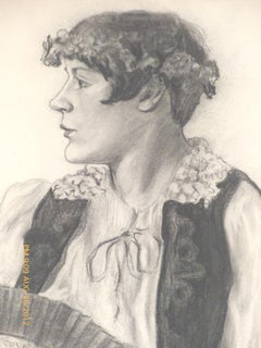 Untitled - 12 Charcoal Drawing Depicting Various People in Dress of the Time