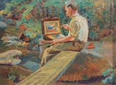 Untitled (Pastel #25), Pastel of Artist at Work