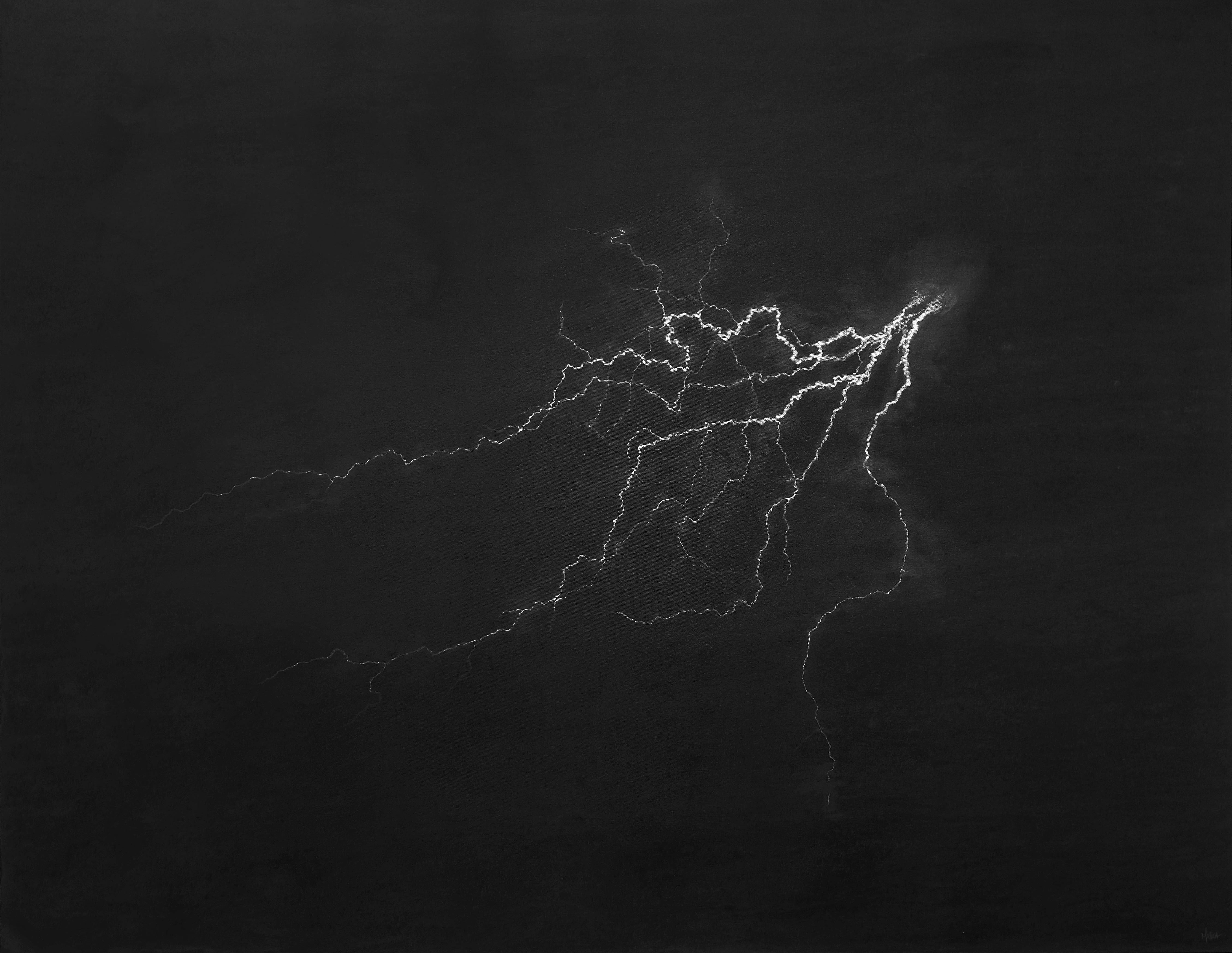 Beleuchtung, Graphit auf Leinwand