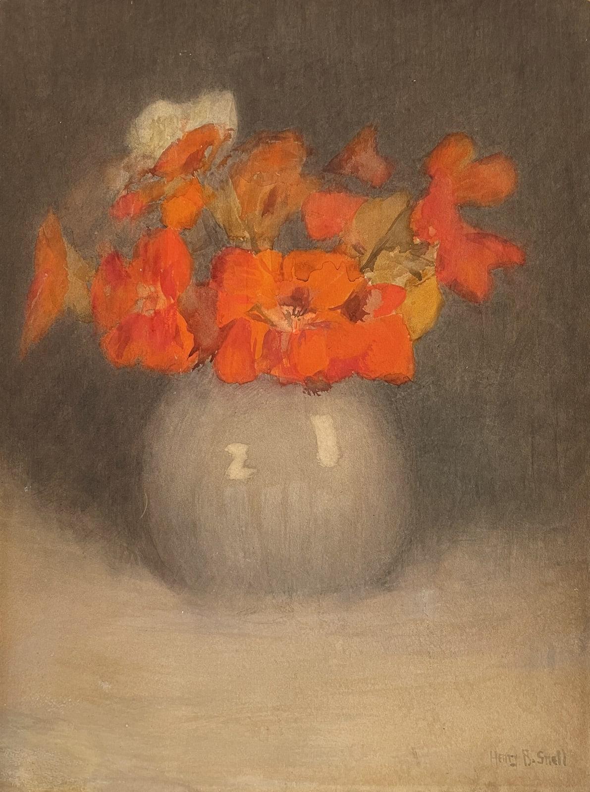 Stilleben mit roten Geranien