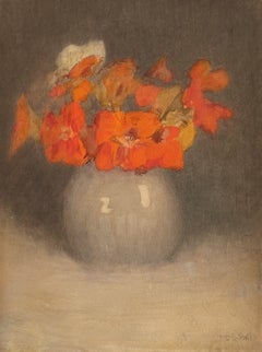 Stilleben mit roten Geranien