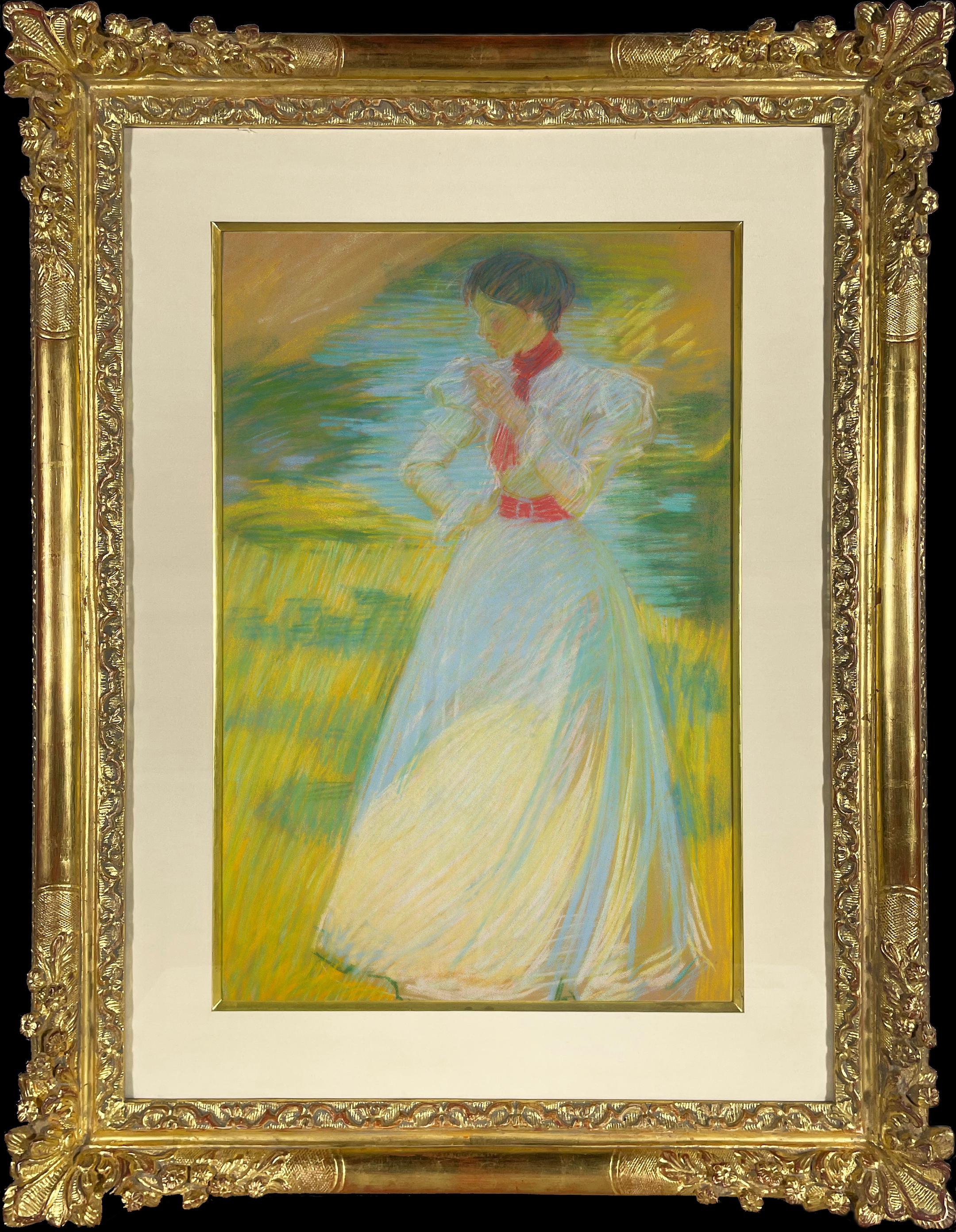 Frau mit roter Schärpe – Art von Philip Leslie Hale