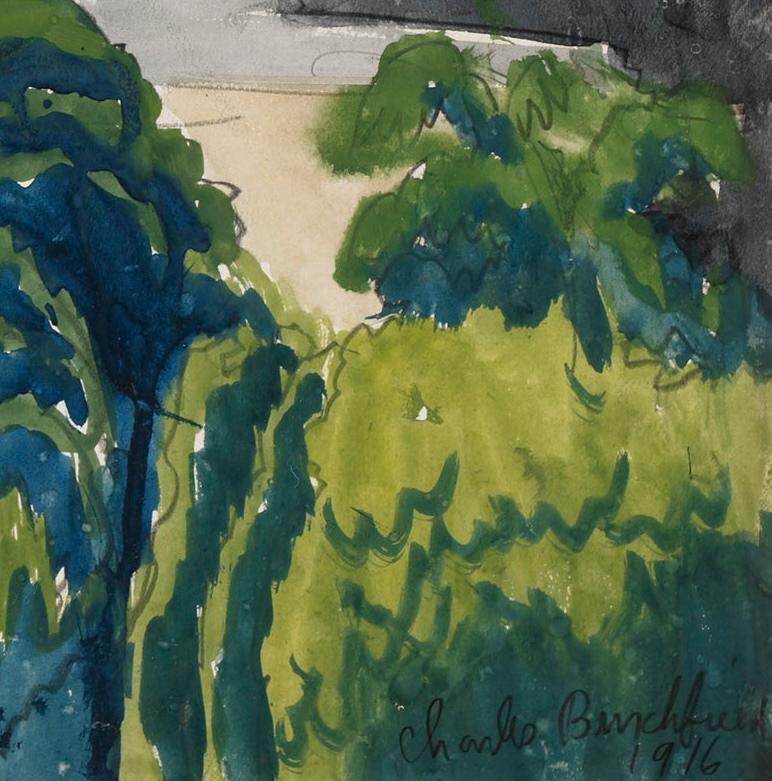 Calma en la lluvia de verano - Art moderno estadounidense de Charles Burchfield