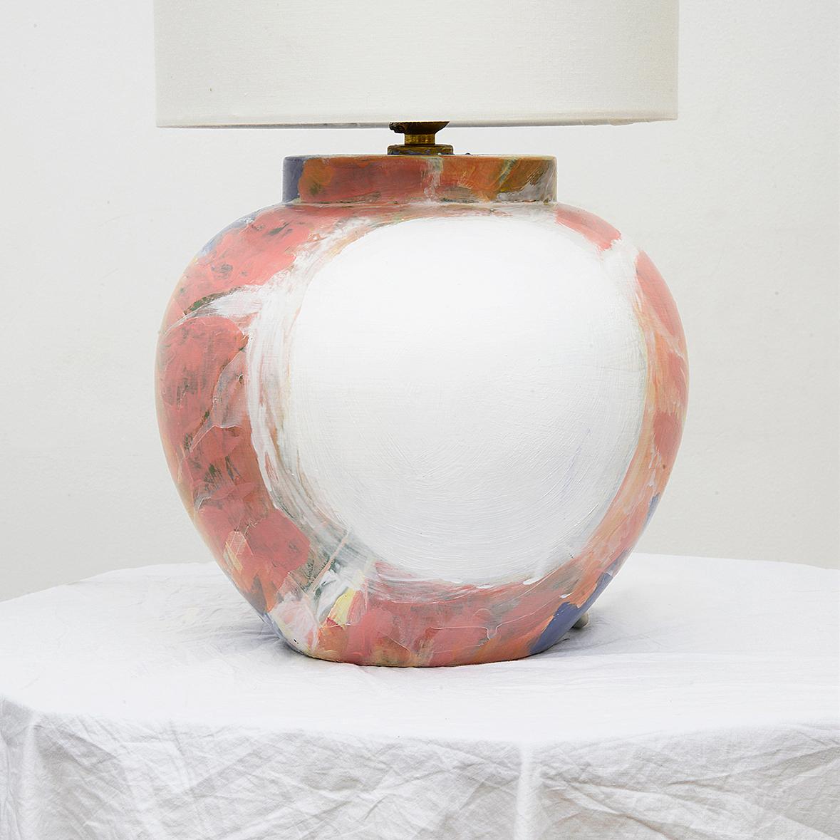 Pair of Yin and Yang Lamps - Contemporary, Hand Painted with Sky Scape, In Stock For Sale 4