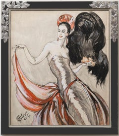 Elegant with fan - Poiret dress