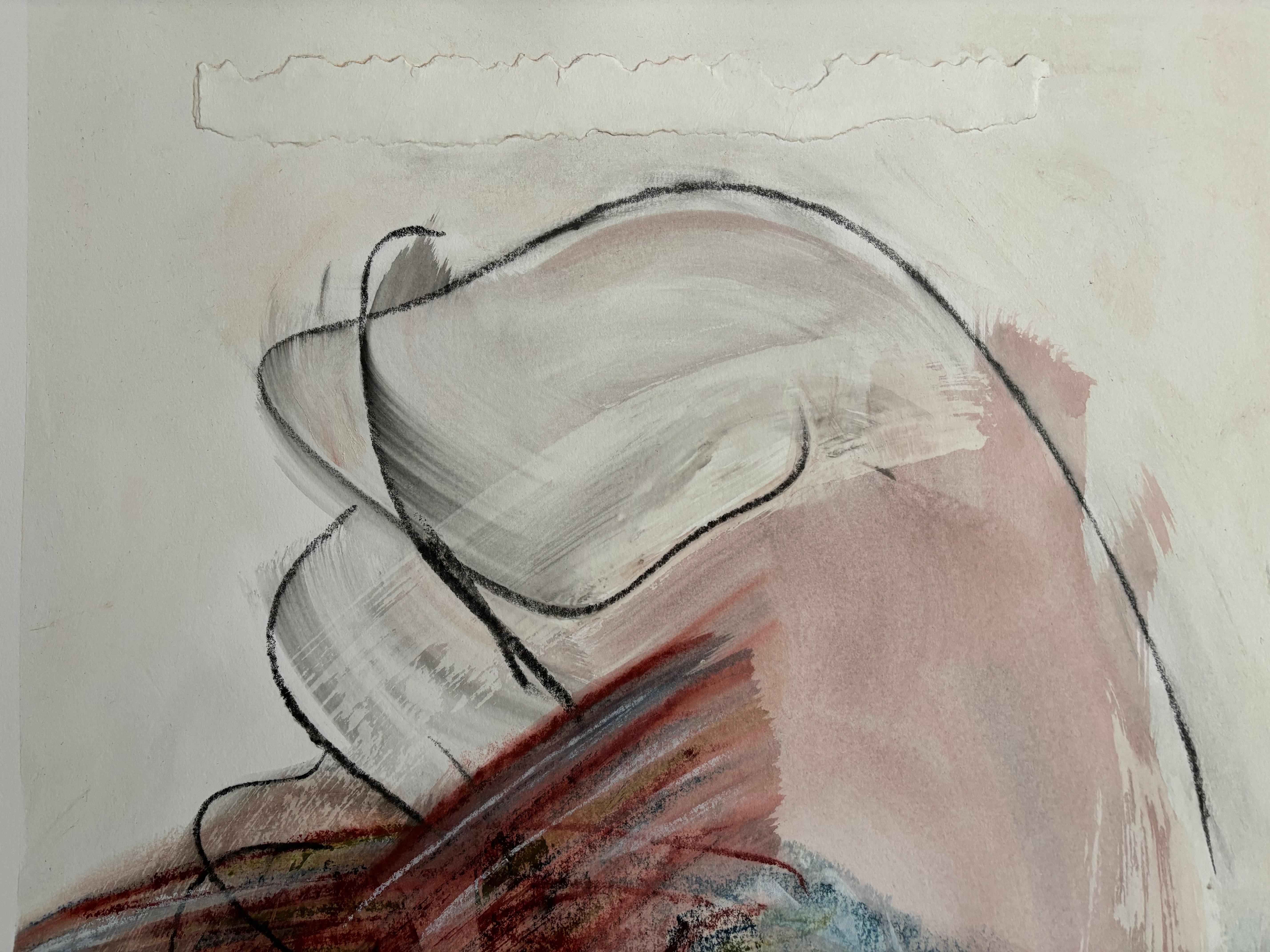 Acrylic paint with water-soluble Art Graf and graphite heightens the directness of marking in this diptych series on paper. Art Graf comes in tailor’s squares, easily fitting into the hand to use the edges or the flat sides. This media helps to