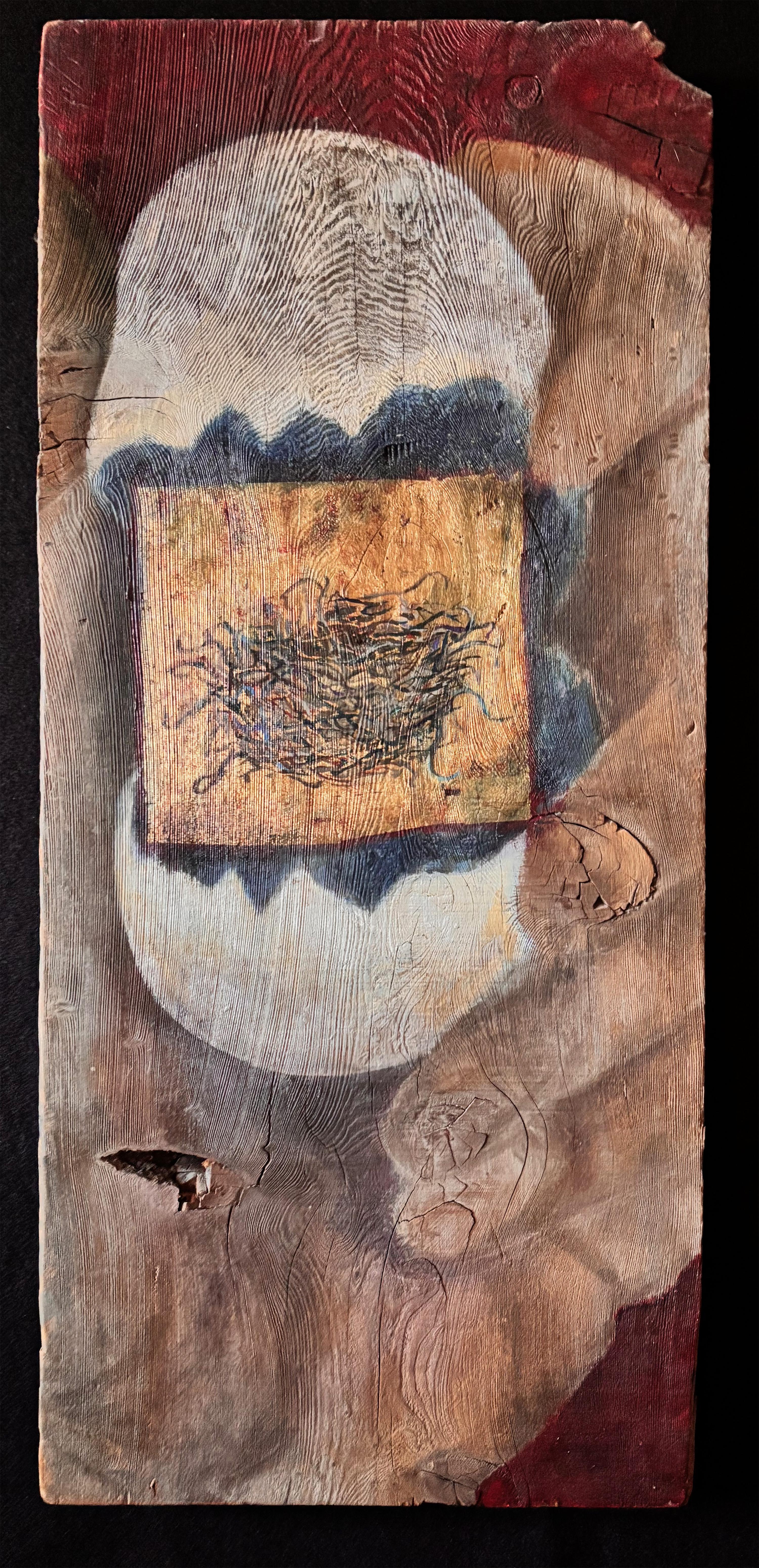 Mix-media Series: Nest-acrylic paint on rough wood - Art by Majio