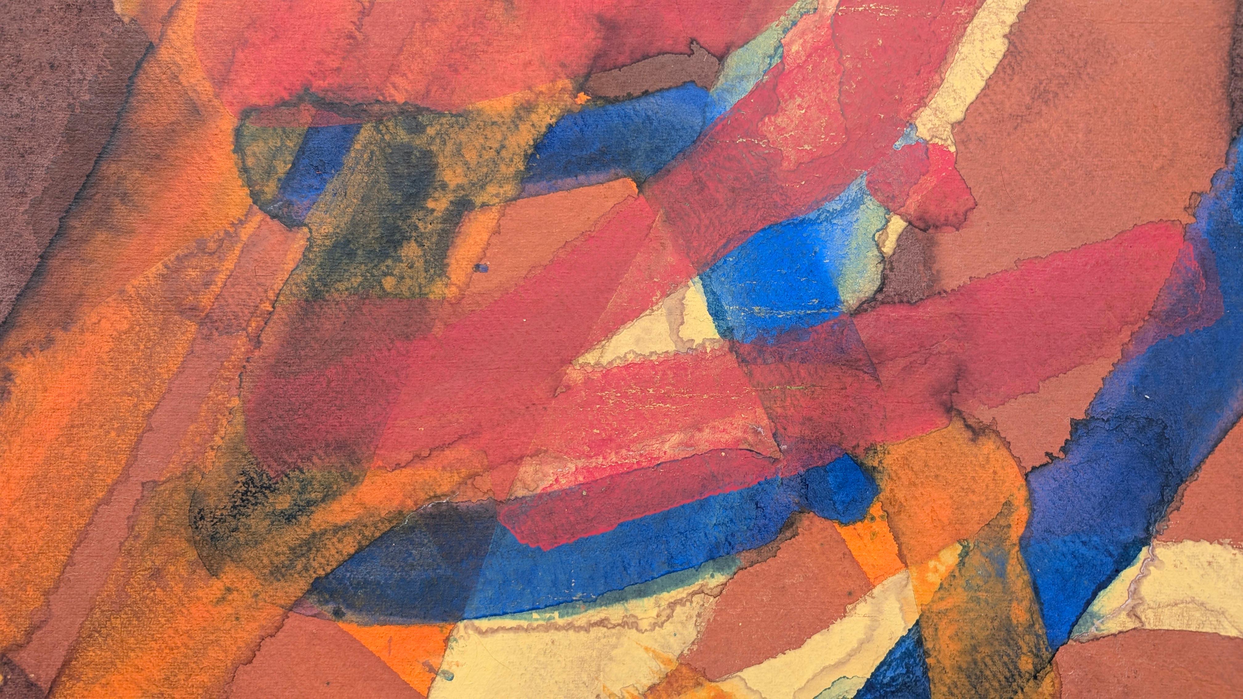 I-Shi, Stone, primordial particle a mouth under a cliff - Brown Abstract Drawing by Bryan Mulvihill 