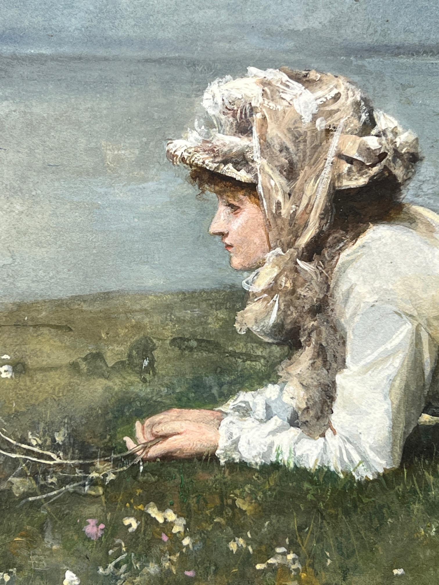 Ferdinand Heilbuth, Donna sdraiata sulla riva, acquerello e gouache su carta in vendita 3