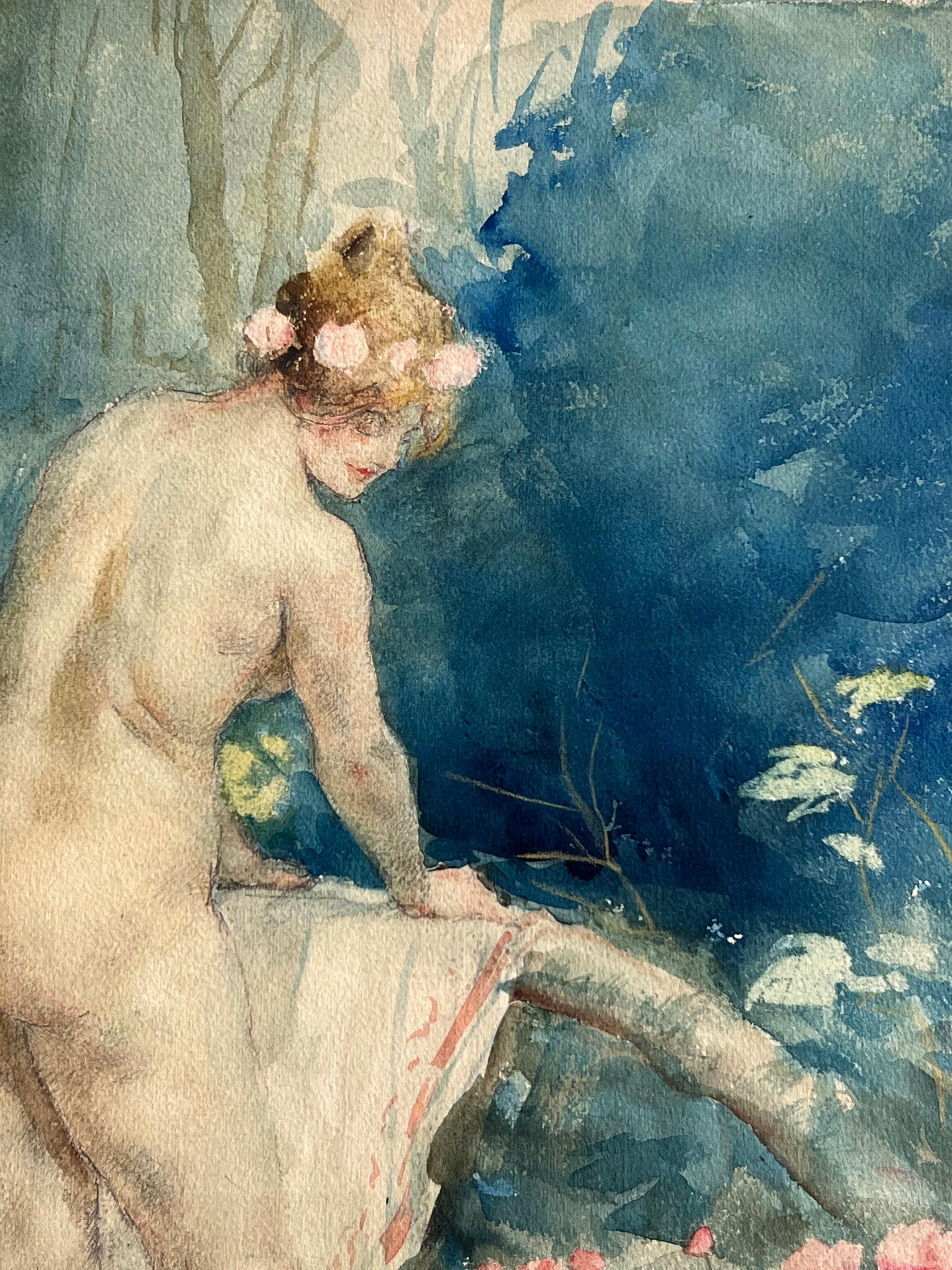 Antoine Calbet, Femme nue de dos, aquarelle en vente 3