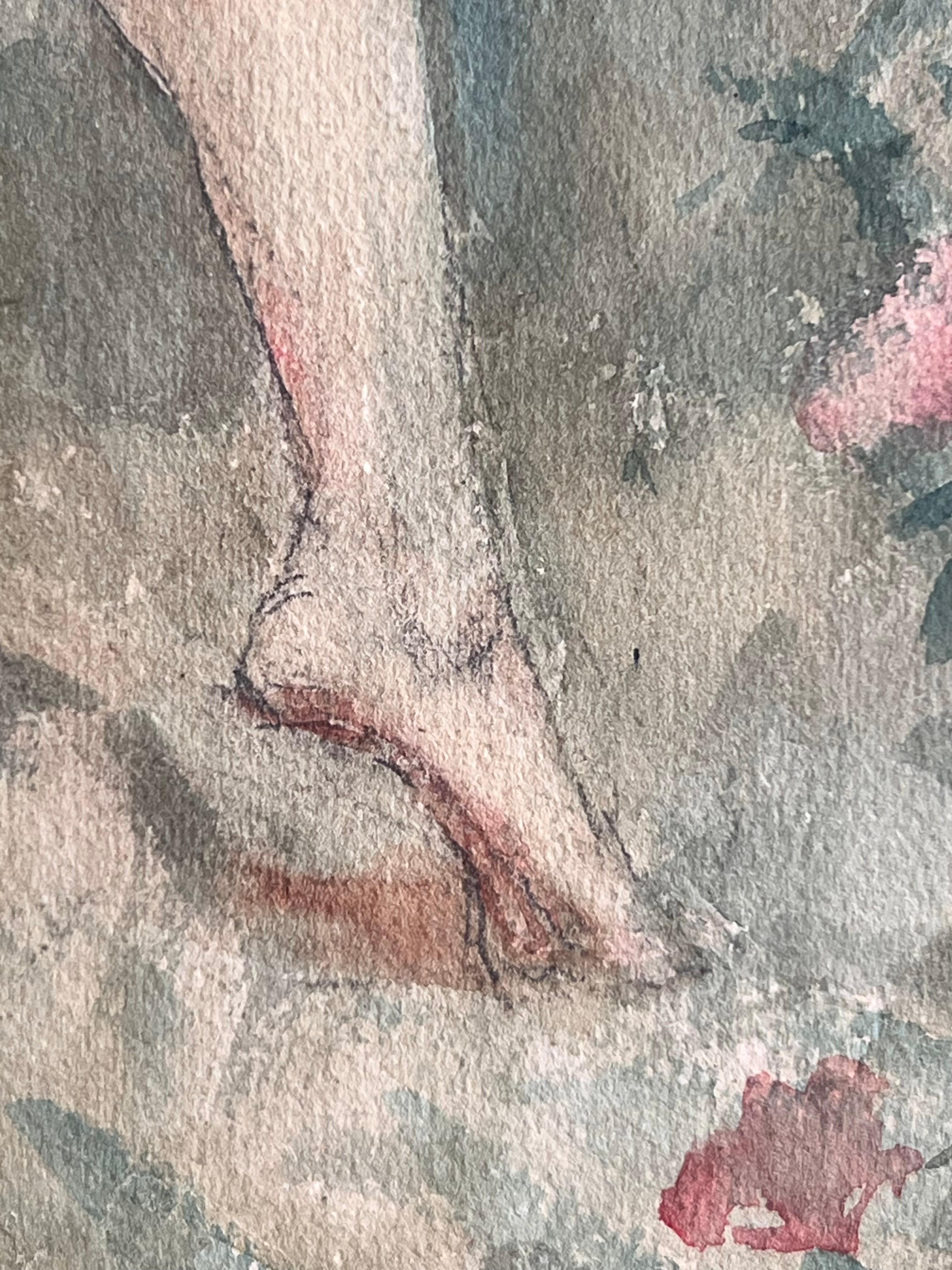 Antoine Calbet, Femme nue de dos, aquarelle en vente 6