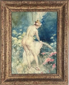 Antoine Calbet, Femme nue de dos, aquarelle