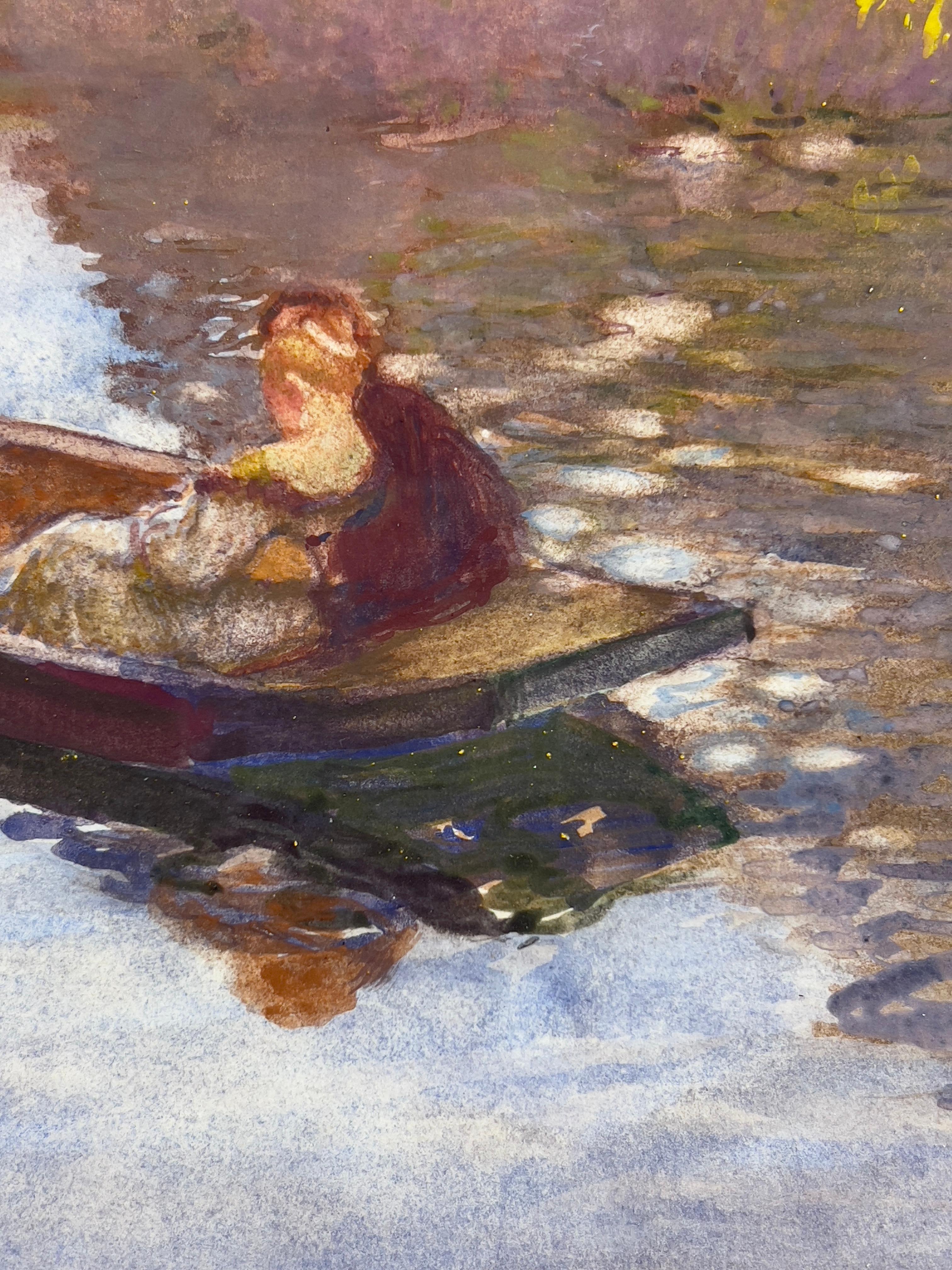Gaston La Touche, La Barque, Aquarelle und Gouache auf Papier im Angebot 4