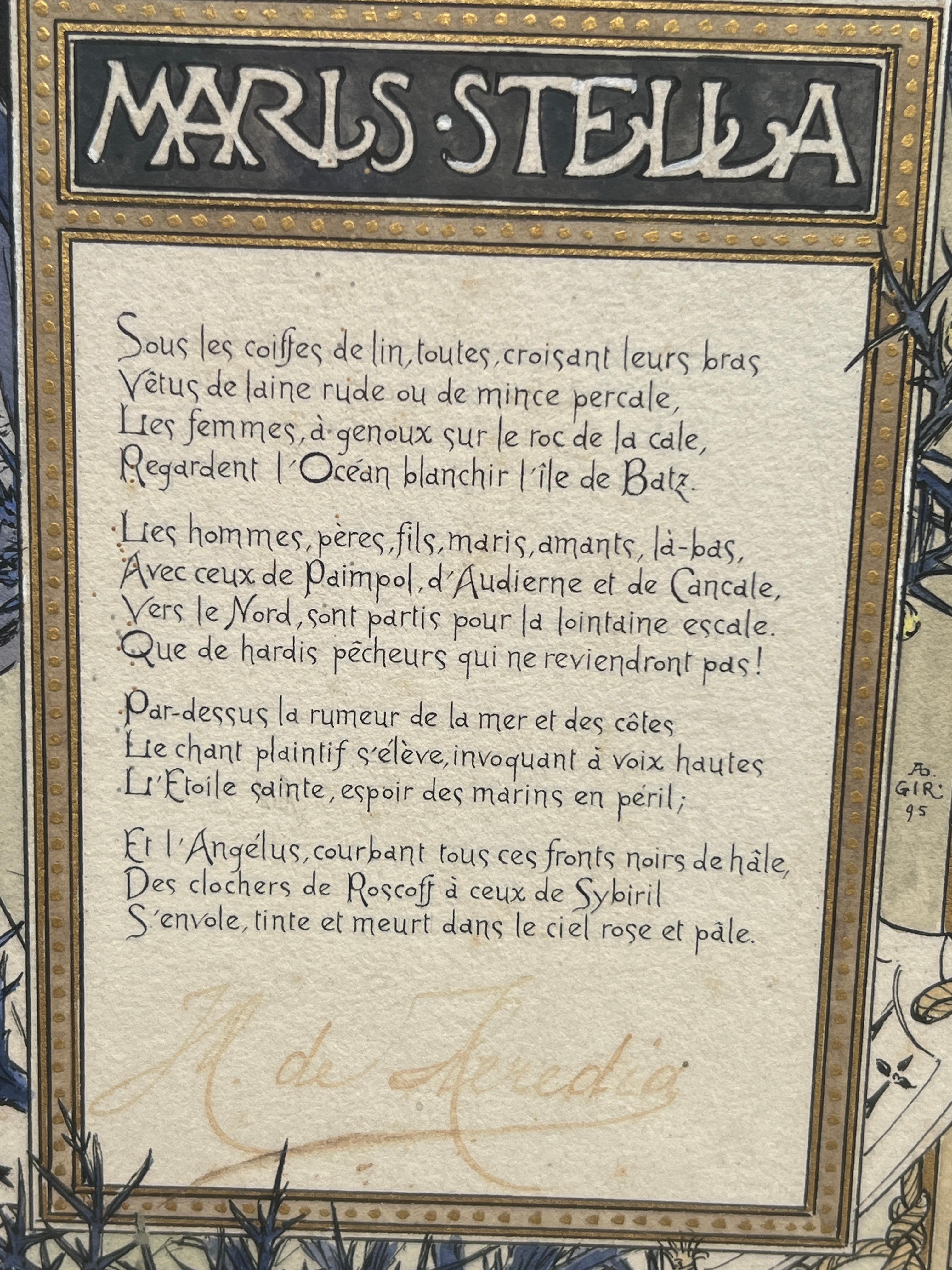 Adolphe Giraldon, Maris Stella, acquerello che illustra una poesia di de Heredia in vendita 2