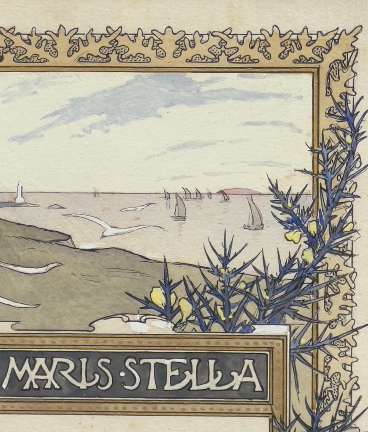 Adolphe Giraldon, Maris Stella, acquerello che illustra una poesia di de Heredia in vendita 3