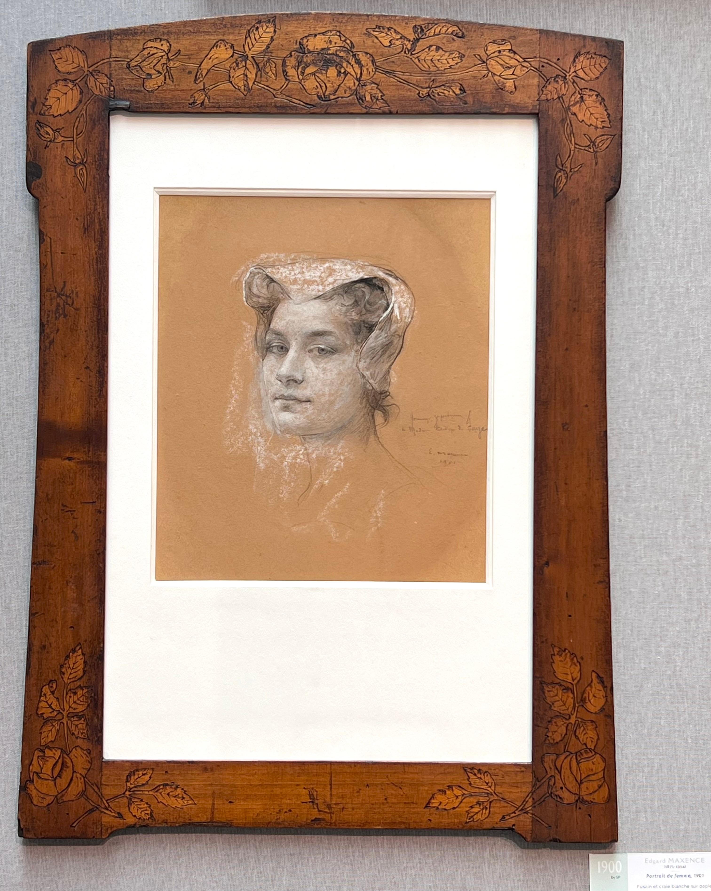 Portrait de femme - Symbolisme Art par Edgard Maxence