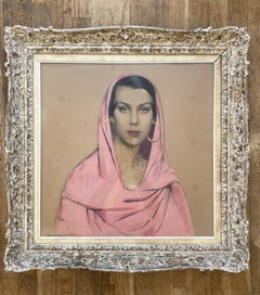 Gustave BRISGAND (1867-1944), portrait of a woman wearing a veil