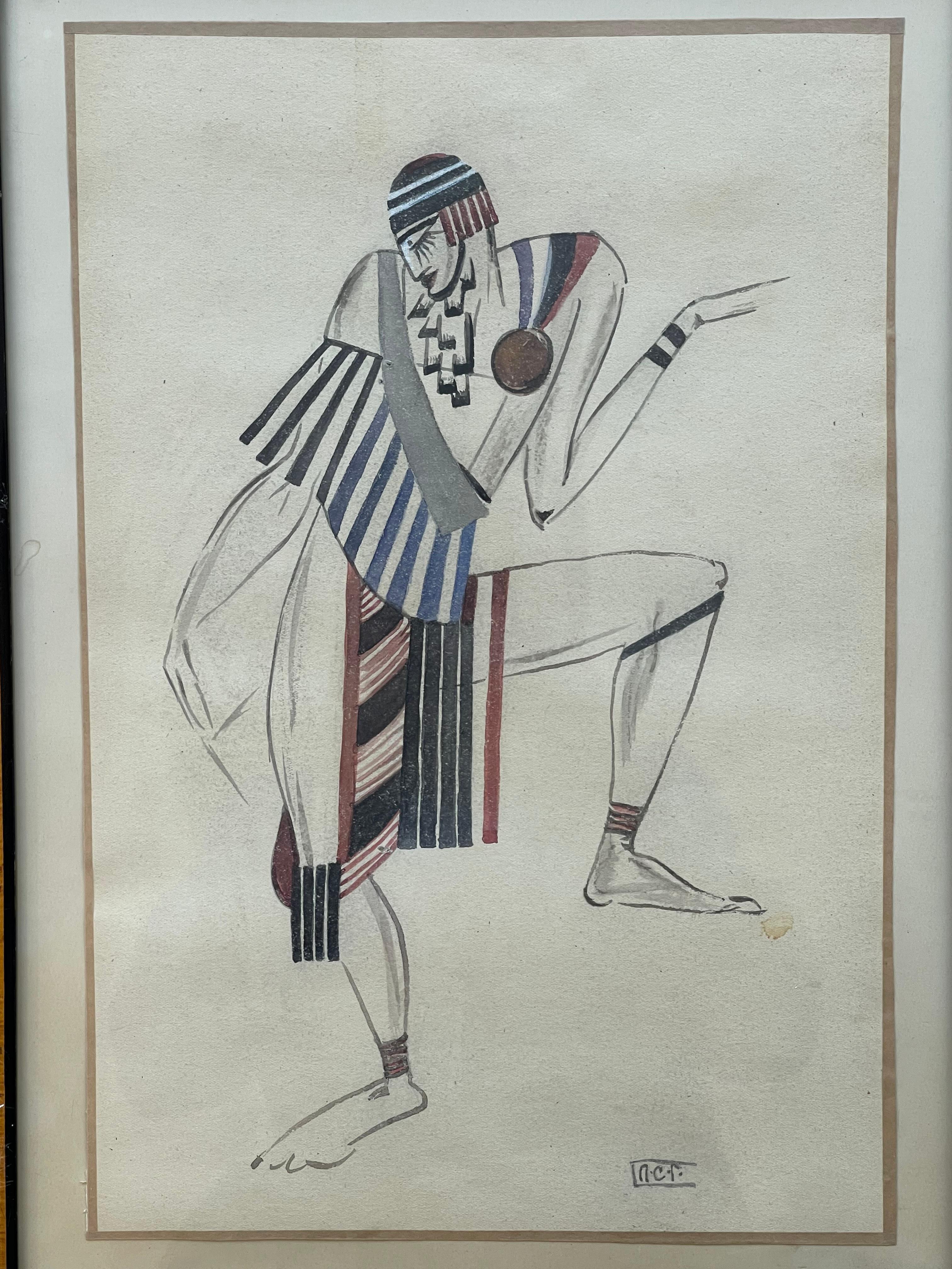 Peter Stepanovic GALADZEV (1900-1971), pair of drawings of dancers - Beige Figurative Art by Peter Stepanovic Galadzev