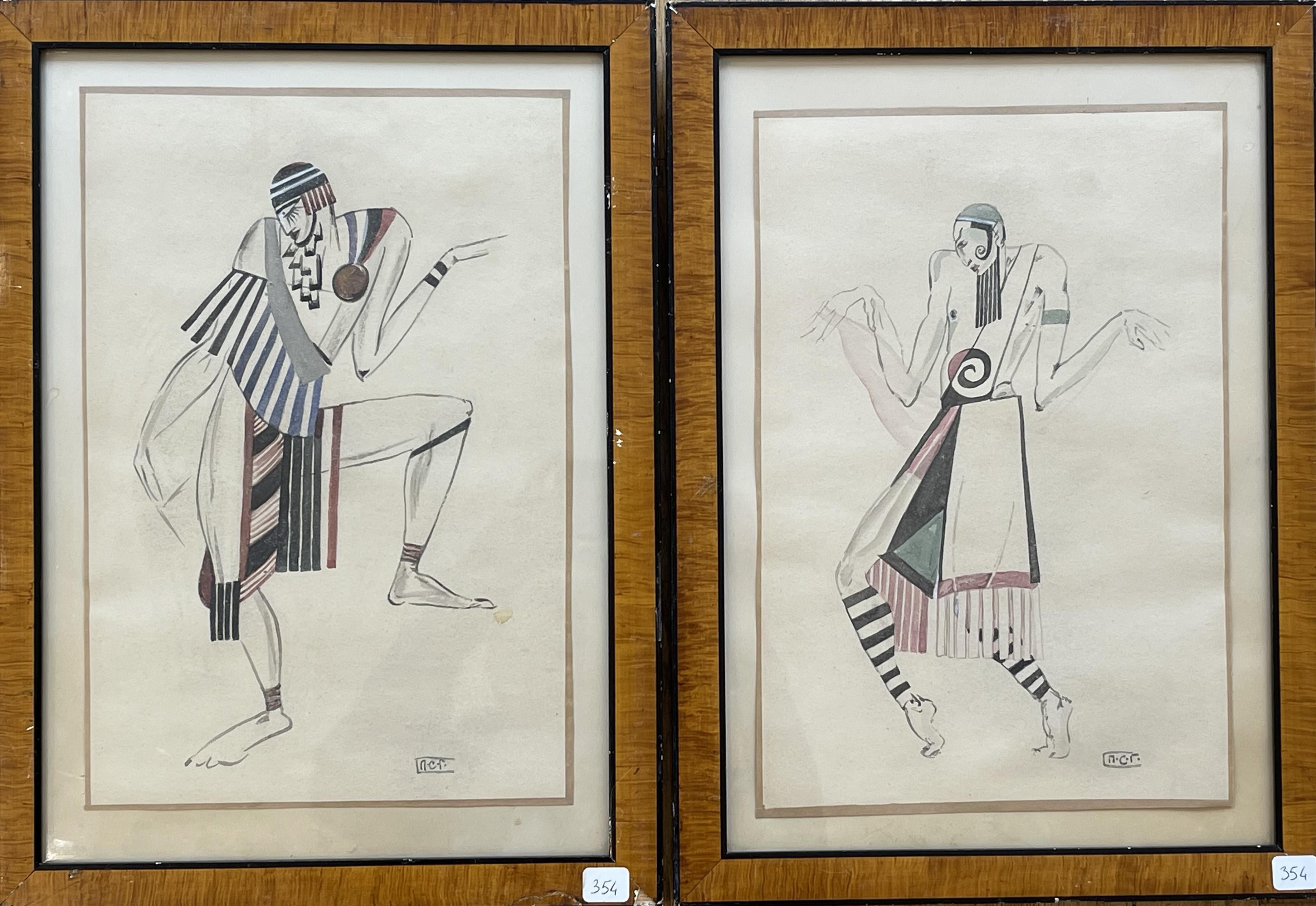 Peter Stepanovic Galadzev Figurative Art - Peter Stepanovic GALADZEV (1900-1971), pair of drawings of dancers