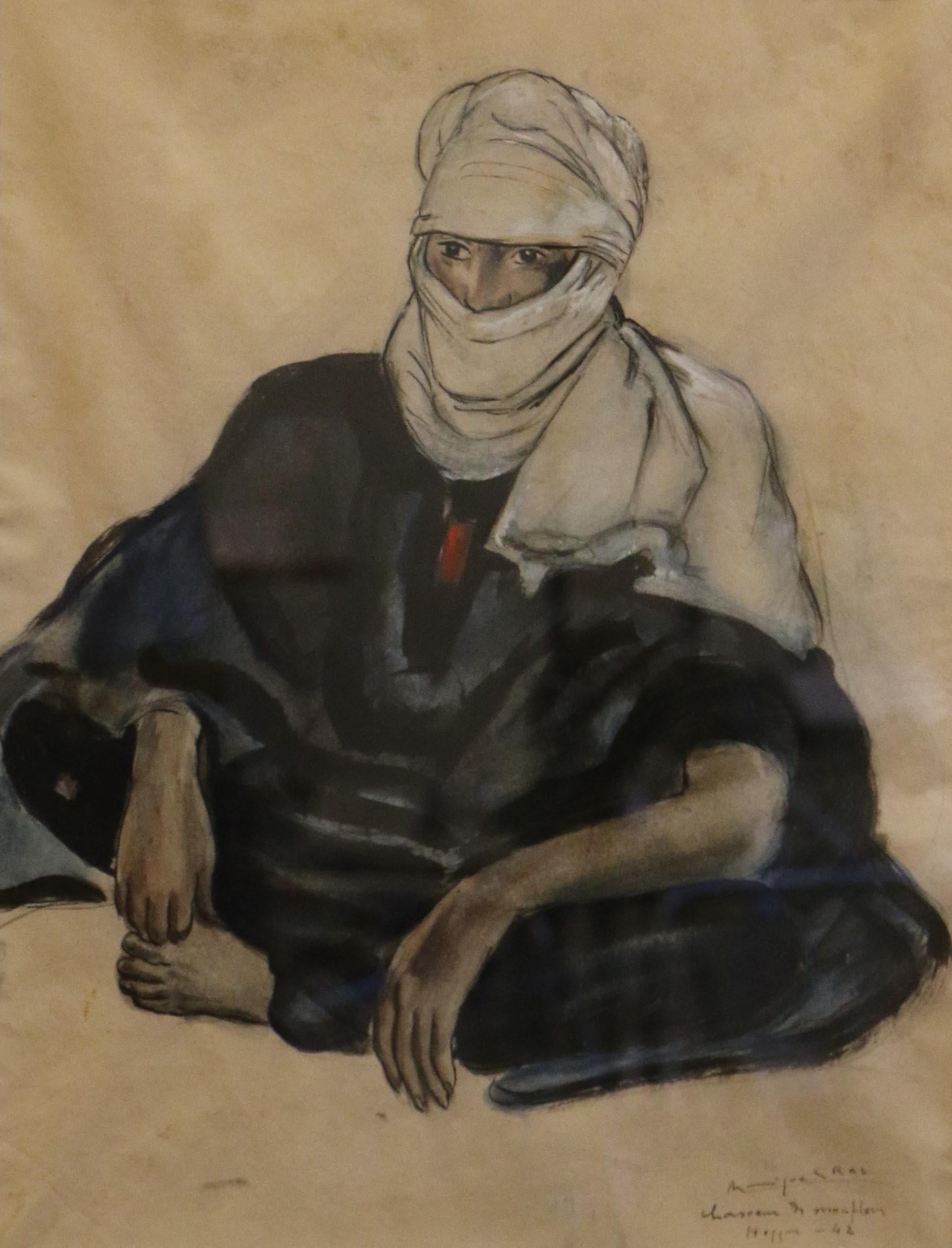 Monique CRAS (1910-2007), « Chasseuse de mouflon - Hoggar » - Art de Monique Cras