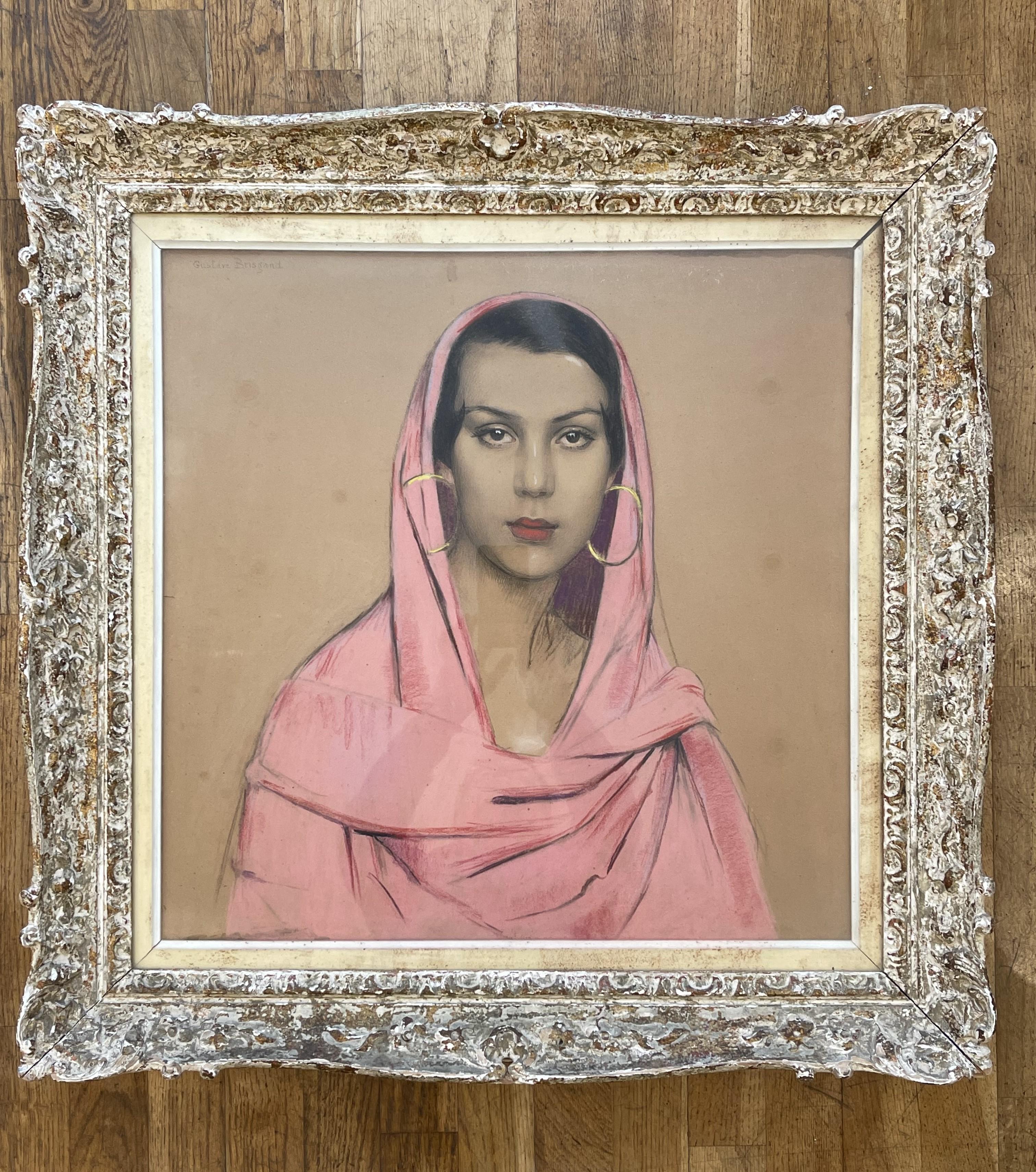 Portrait de Gustave Brisgand - Gustave BRISGAND (1867-1944), retrato de una mujer con velo