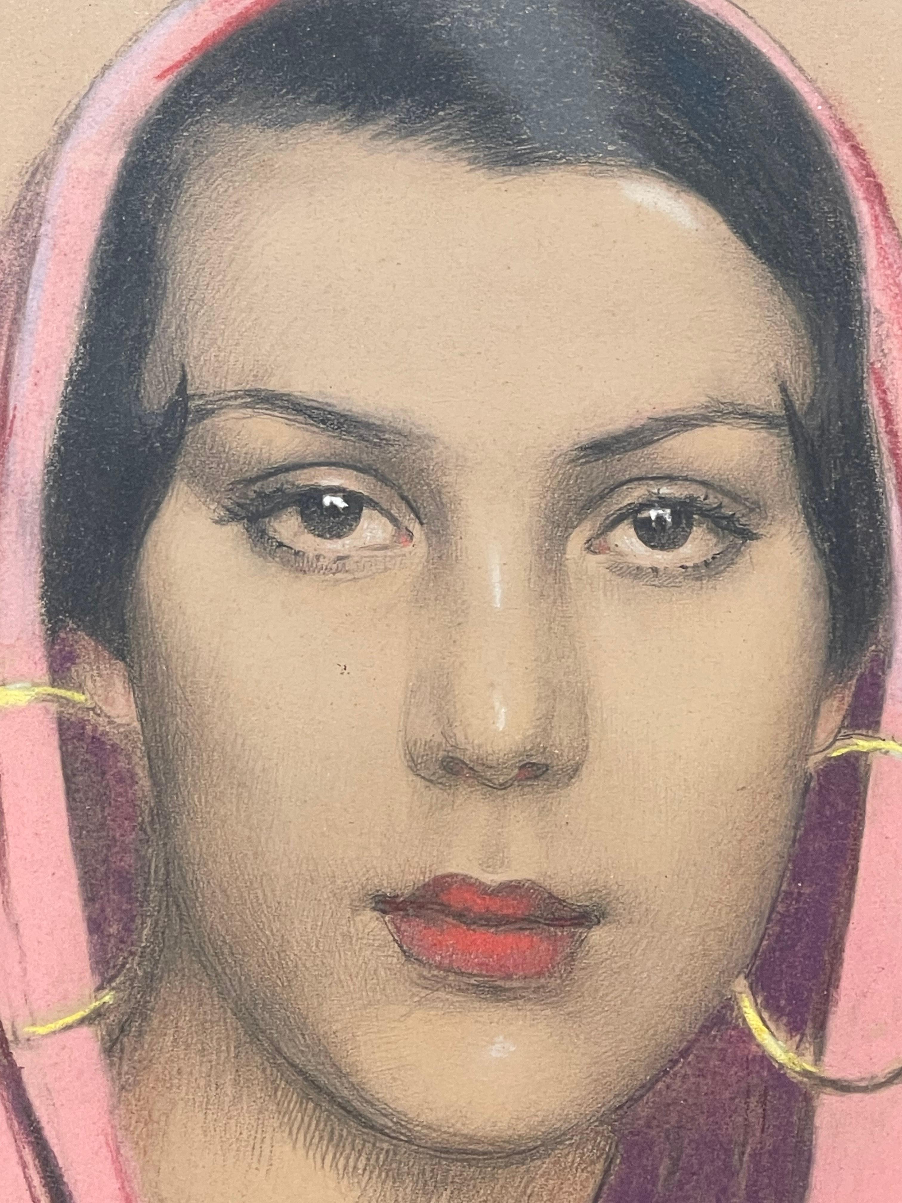 Gustave BRISGAND (1867-1944), retrato de una mujer con velo - Art Art Decó de Gustave Brisgand