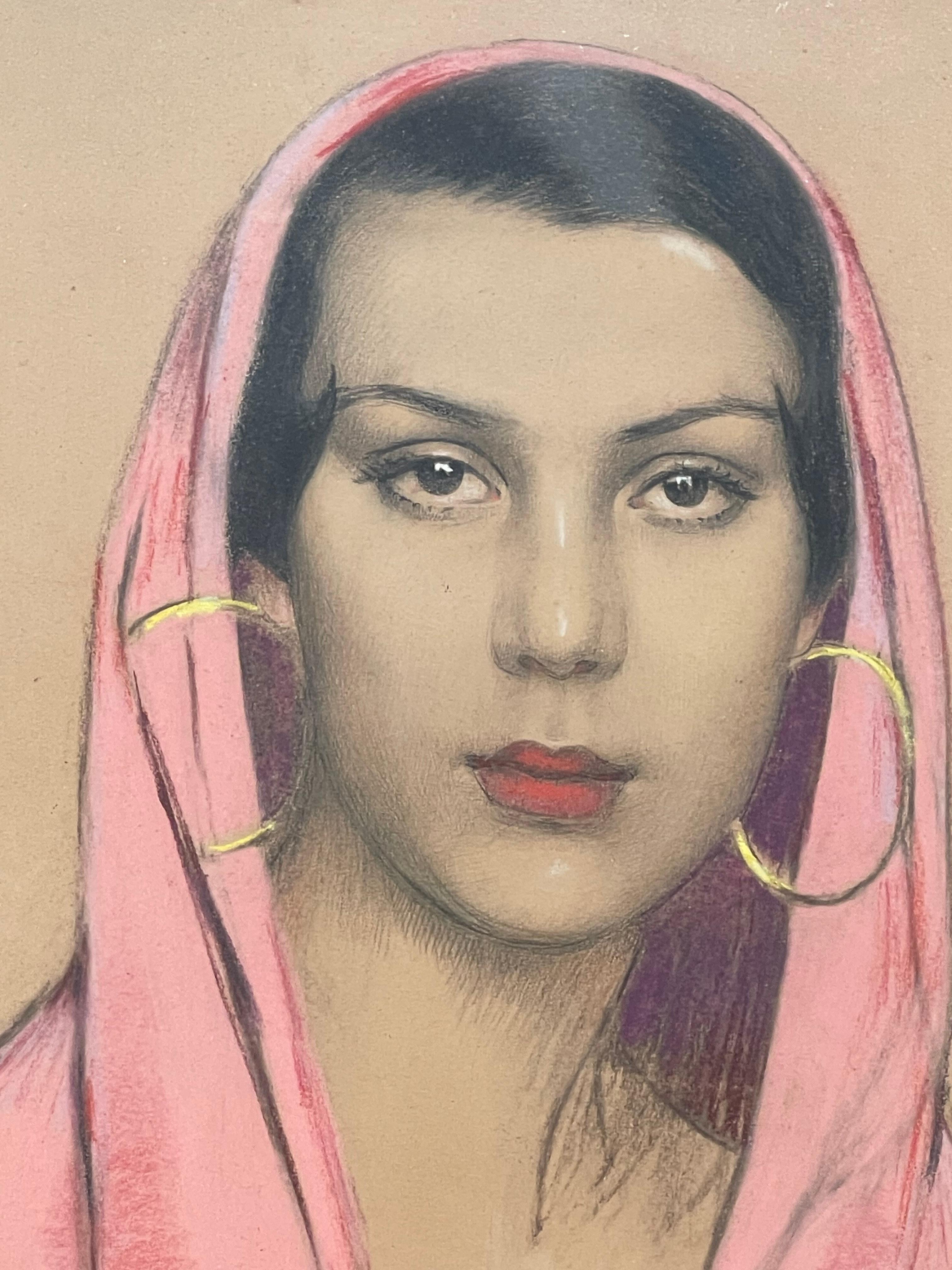 Gustave BRISGAND (1867-1944), retrato de una mujer con velo - Portrait Marrón de Gustave Brisgand