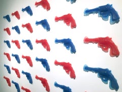 Red Gun Blue Gun (36 Piece Installation) by Yoram Wolberger, 2014