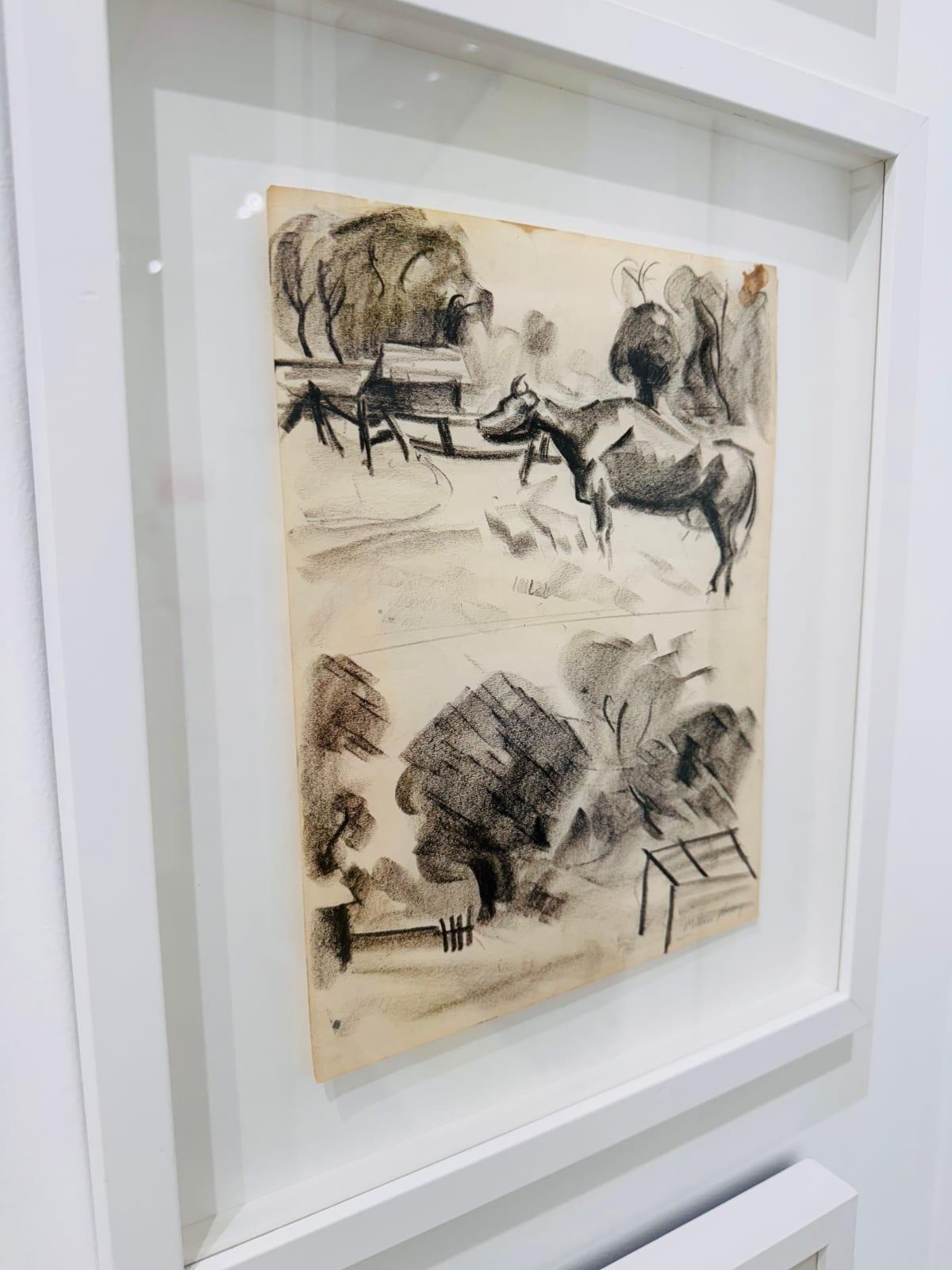 Landschaftsstudien mit Kuh und Scheune – Art von Milton Avery
