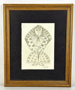 Modern Egyptian Figure Pencil Drawing by Joan Brotat