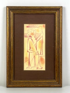 Stylized Female Figure Colored Pencil Drawing by Joan Brotat