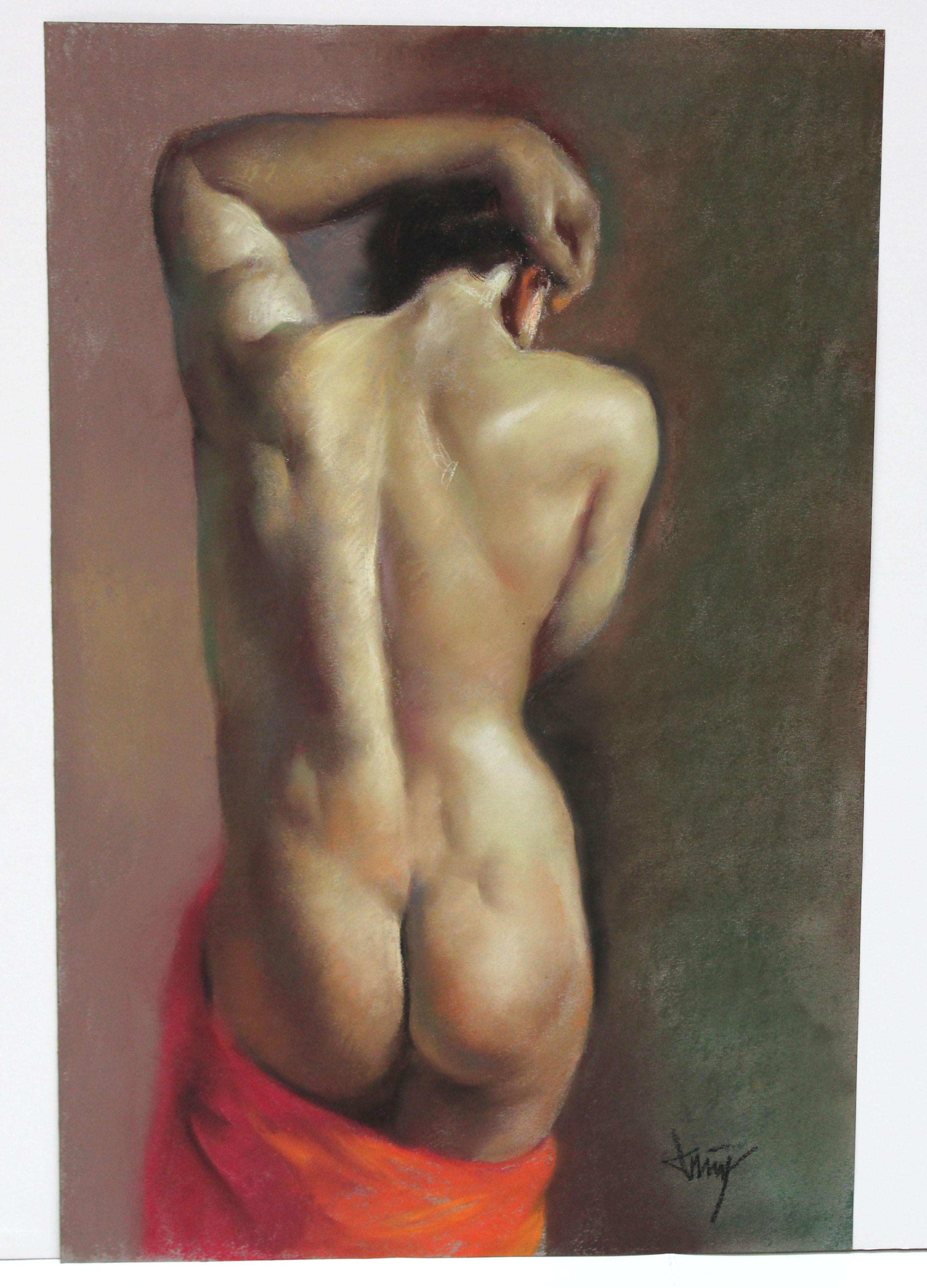 Domingo Alvarez Gómez (1942) - Desnudo masculino - Dibujo a pastello in vendita 6