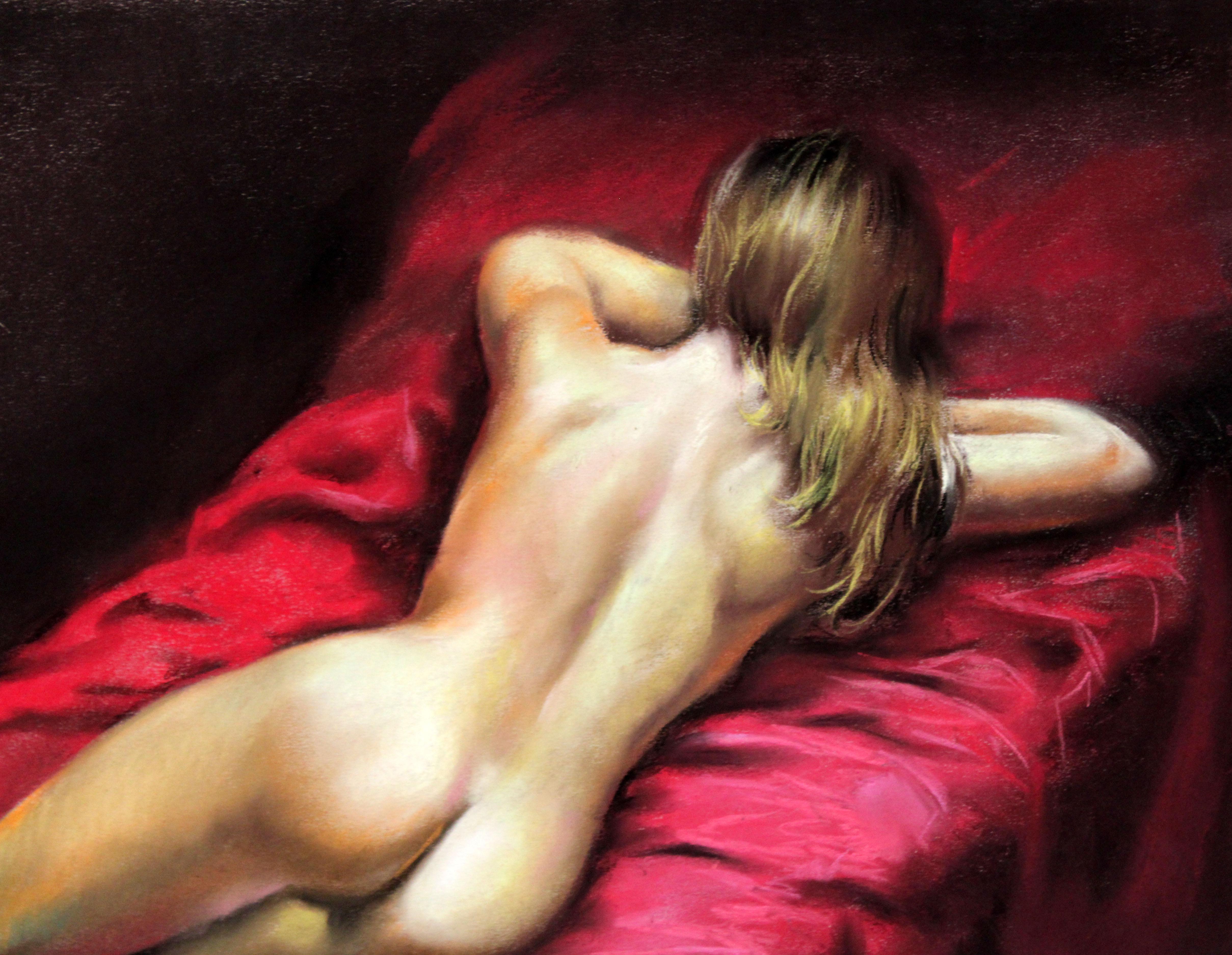 Domingo Alvarez Gómez (1942) - Desnudo femenino - Dibujo a pastel For Sale 2