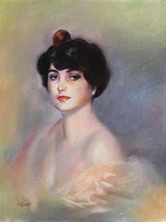 Domingo Alvarez Gómez (1942) - Ritratto femminile - Disegno a pastello