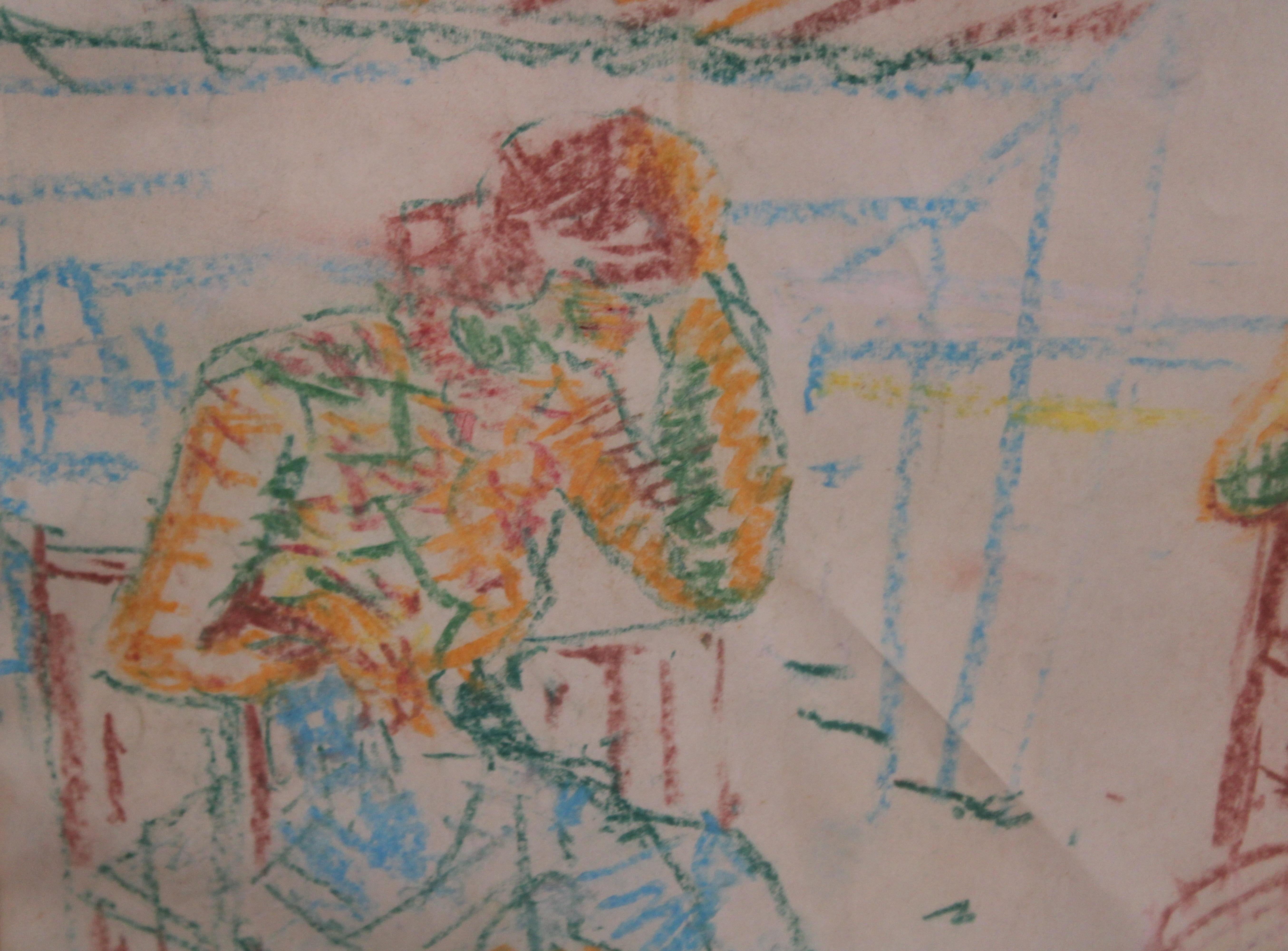 Dibujo a ceras - Escena familiar - Art Impressionismo di Celso Lagar (1891-1966)