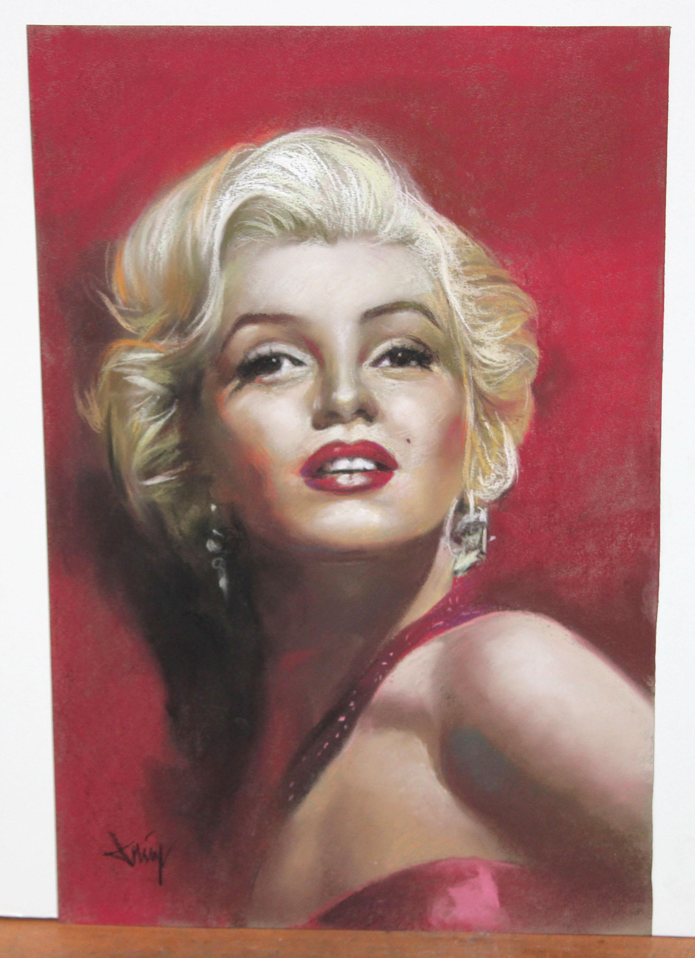Domingo Alvarez Gómez (1942) - Marilyn Monroe - Dibujo al pastel en venta 1