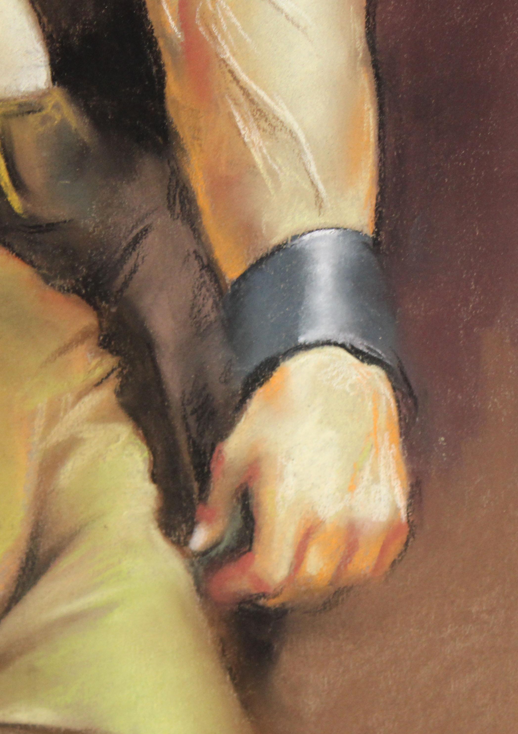 Domingo Alvarez Gómez (1942) - Joven musculado - Dibujo a pastel For Sale 4