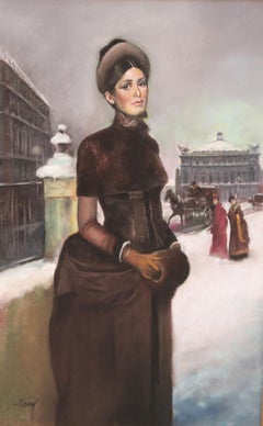 Boulevard parisino - Dibujo a pastello