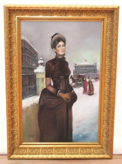 Boulevard parisien - Dessin au pastel