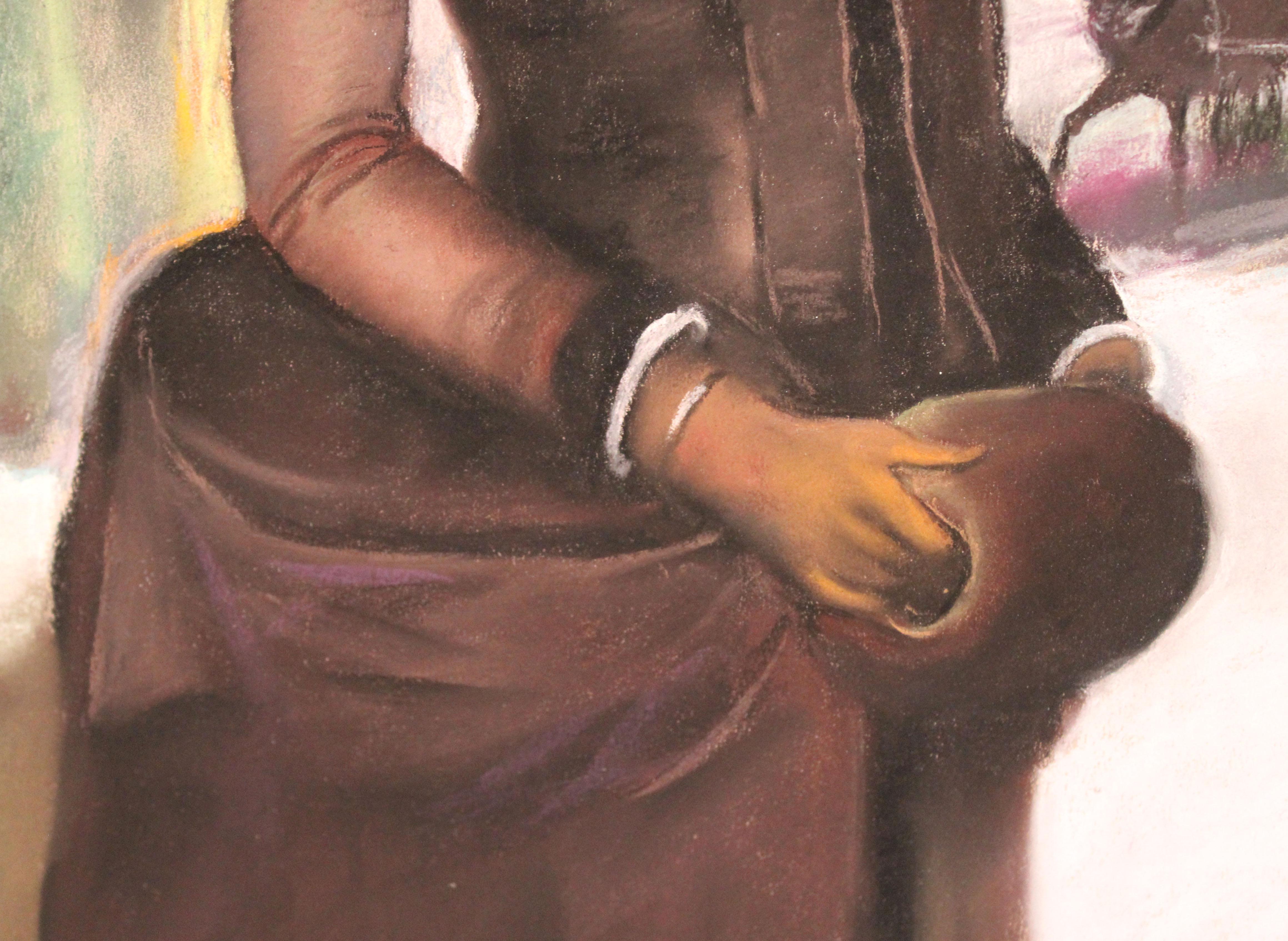 Boulevard parisino - Dibujo a pastel (Grau), Figurative Art, von Domingo Alvarez Gómez (1942)