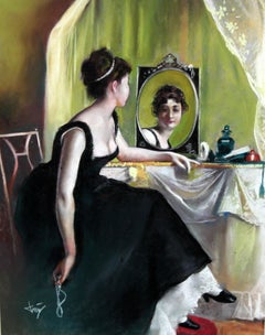 Domingo Alvarez Gómez (1942) - Junges Mädchen auf dem Dach - Dibujo a pastel