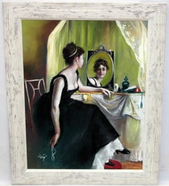 Domingo Alvarez Gómez (1942) - Joven frente al espejo - Dibujo a pastel