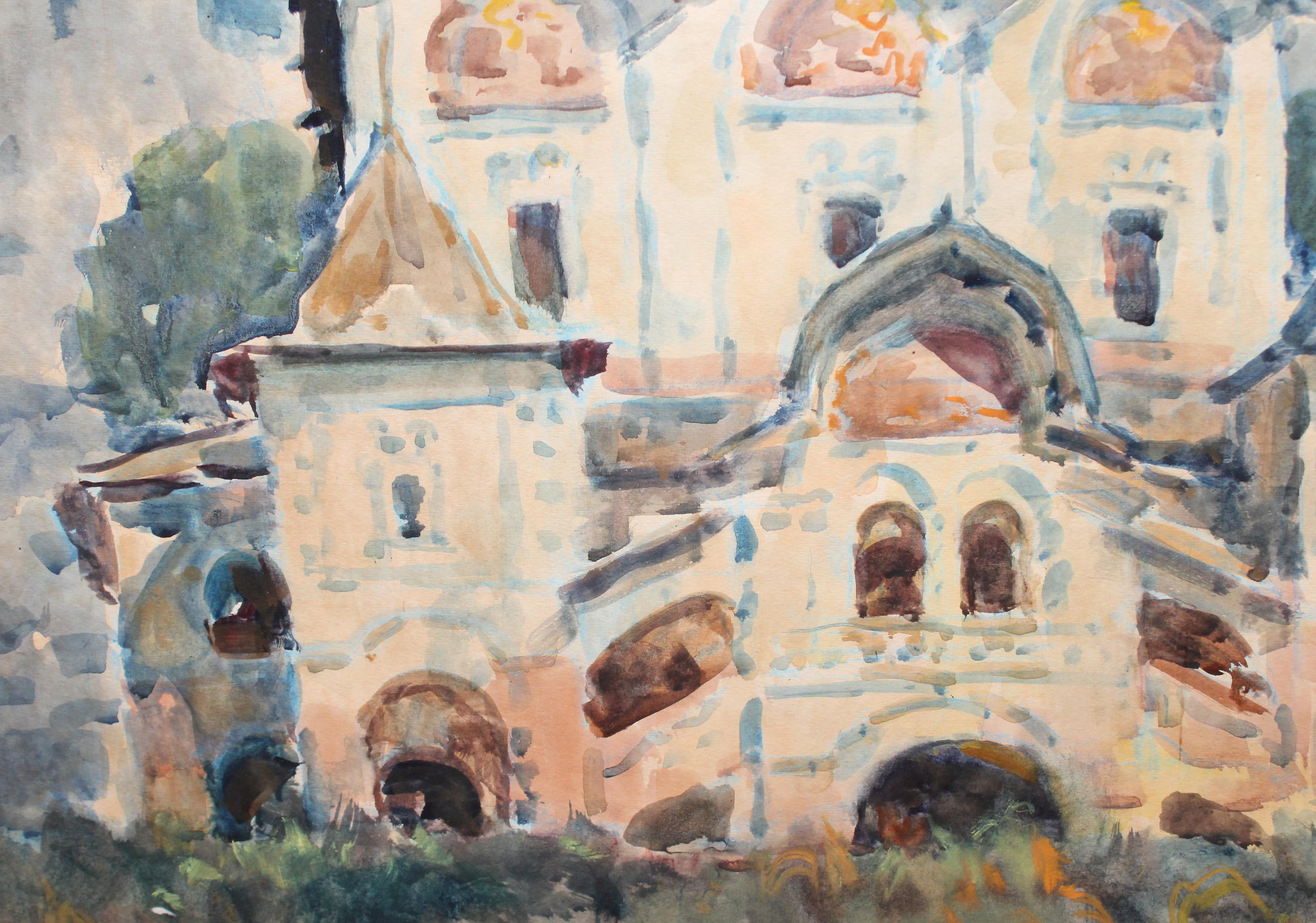 Acuarela sobre papel - Año 1976 - Templo ruso en vente 1