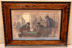 La partida de cartas - Dibujo a pastel - Año 1969