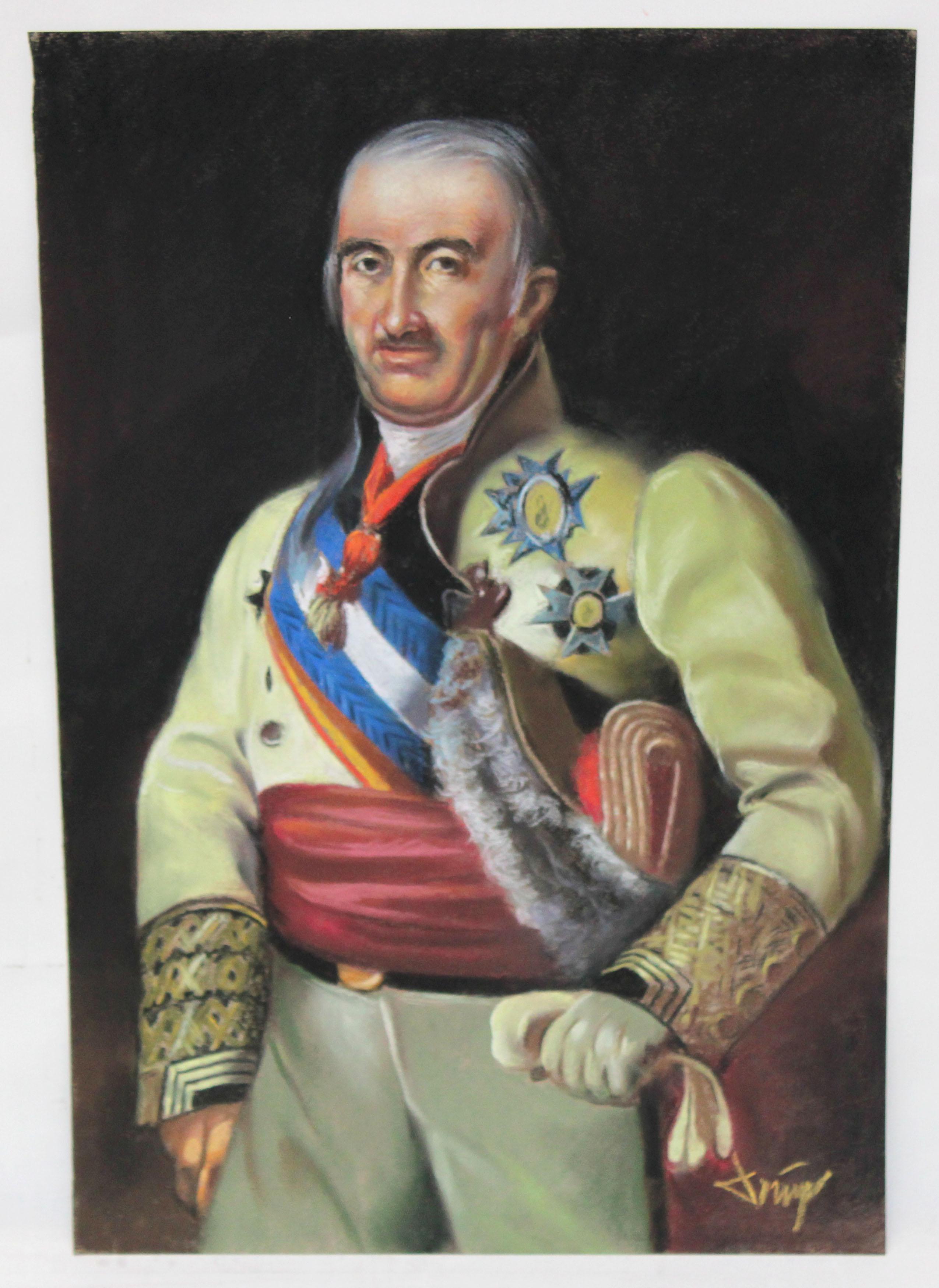 Retrato de un Militar - Dibujo a pastel - Art by Domingo Alvarez Gómez (1942)