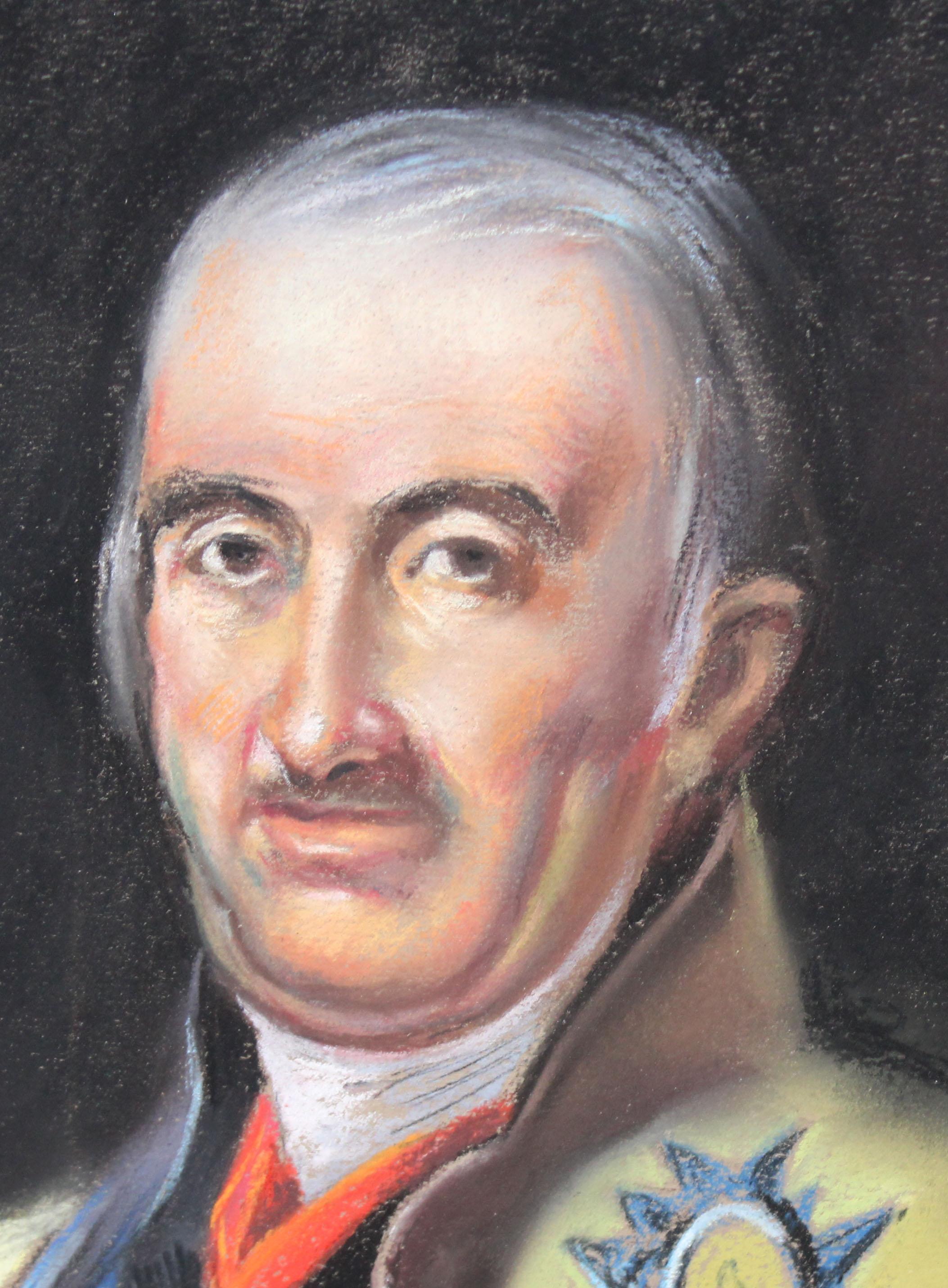 Retrato de un Militar - Dibujo a pastel - Academic Art by Domingo Alvarez Gómez (1942)